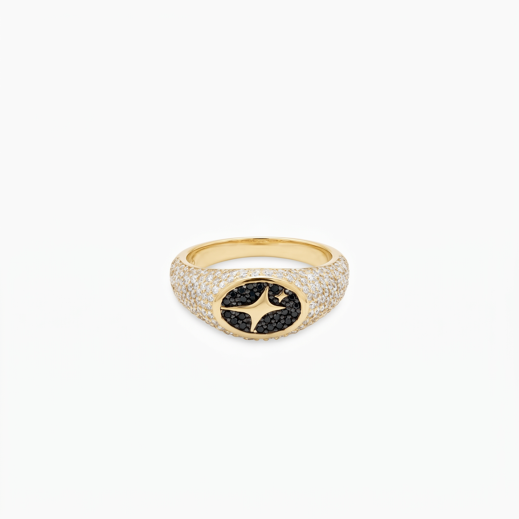 Iced Oval signet ring dorée