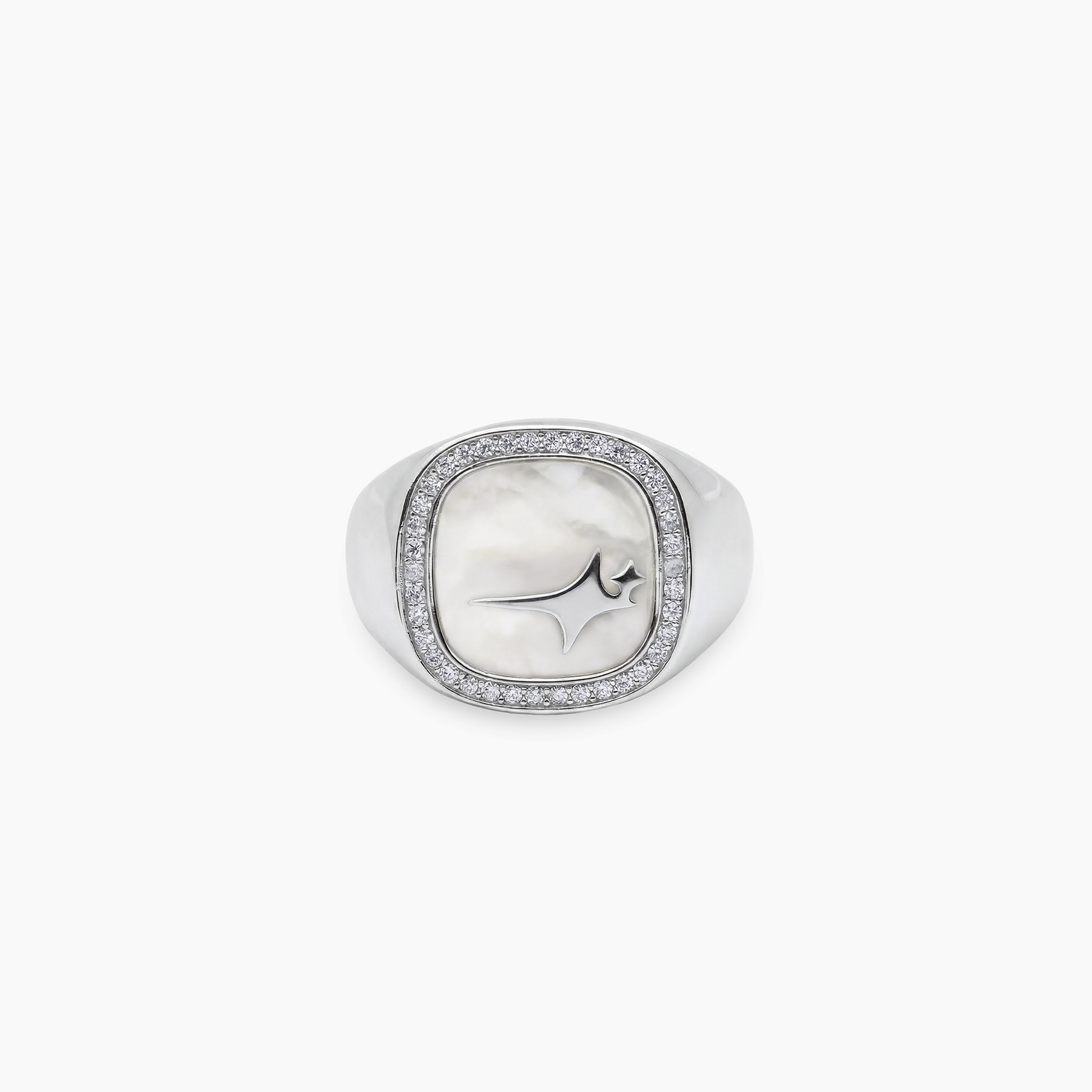 Iced Raw ring Argentée - Motif Blanc