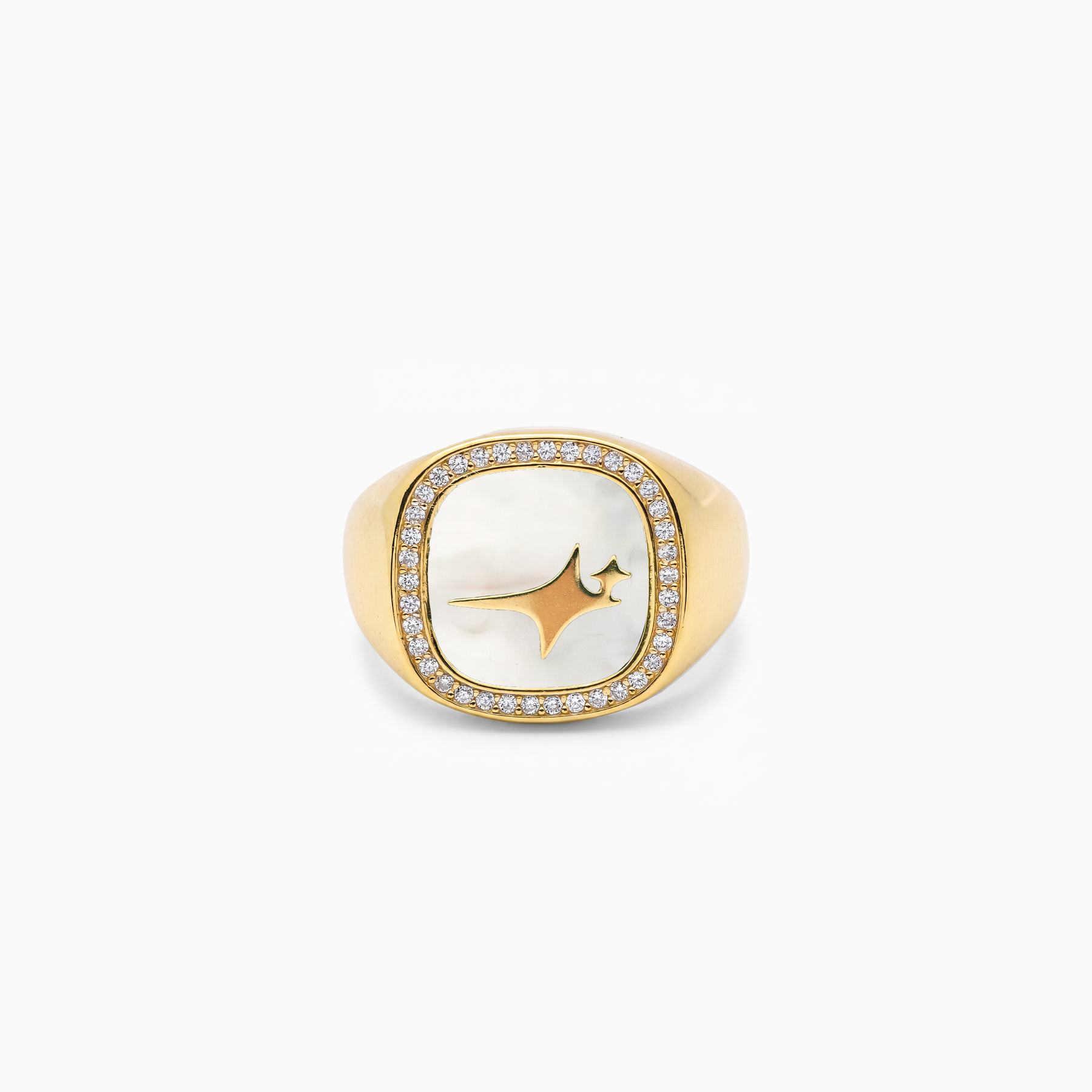 Iced Raw ring Doré - Motif Blanc