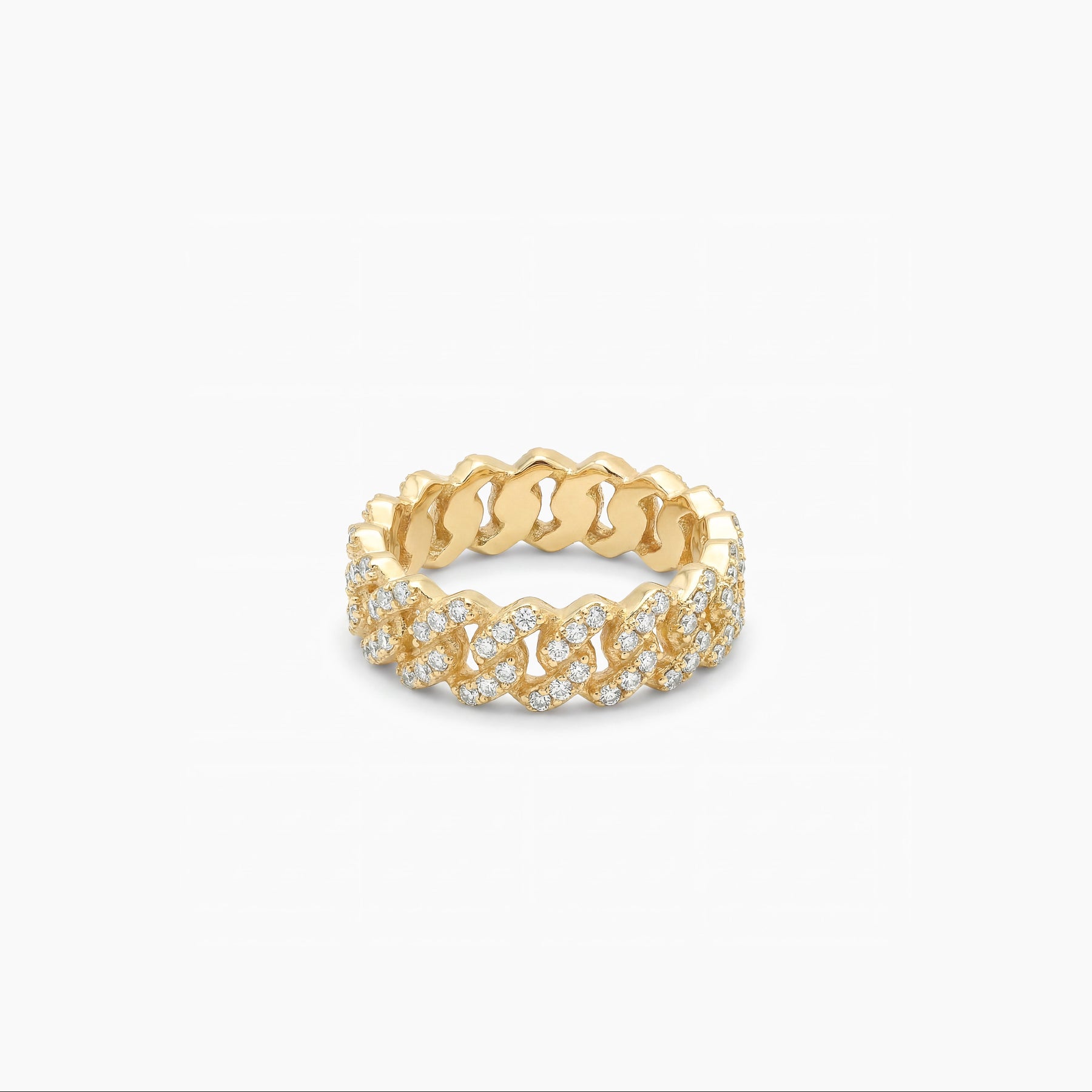 Slim Iced Cuban link ring dorée
