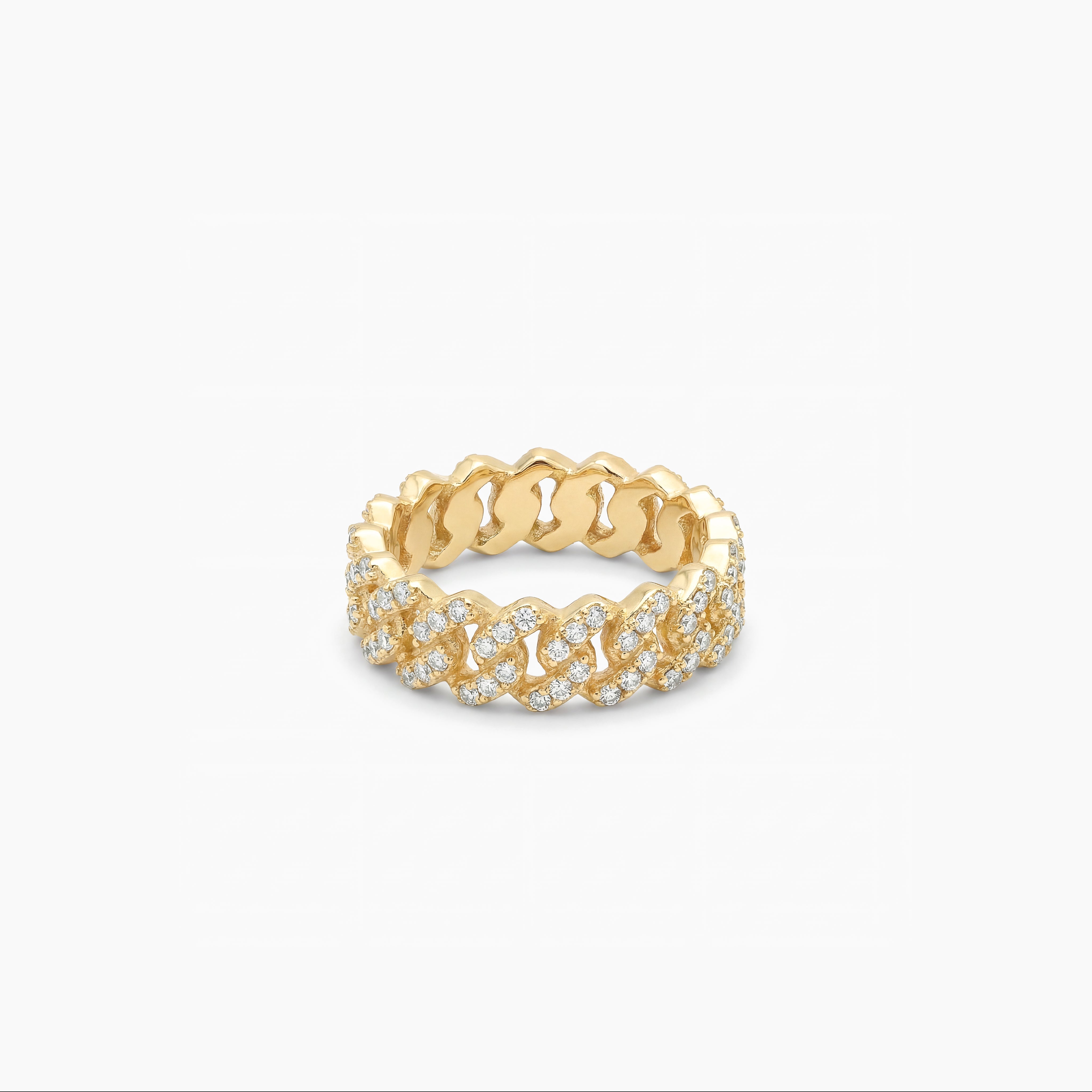 Slim Iced Cuban link ring dorée