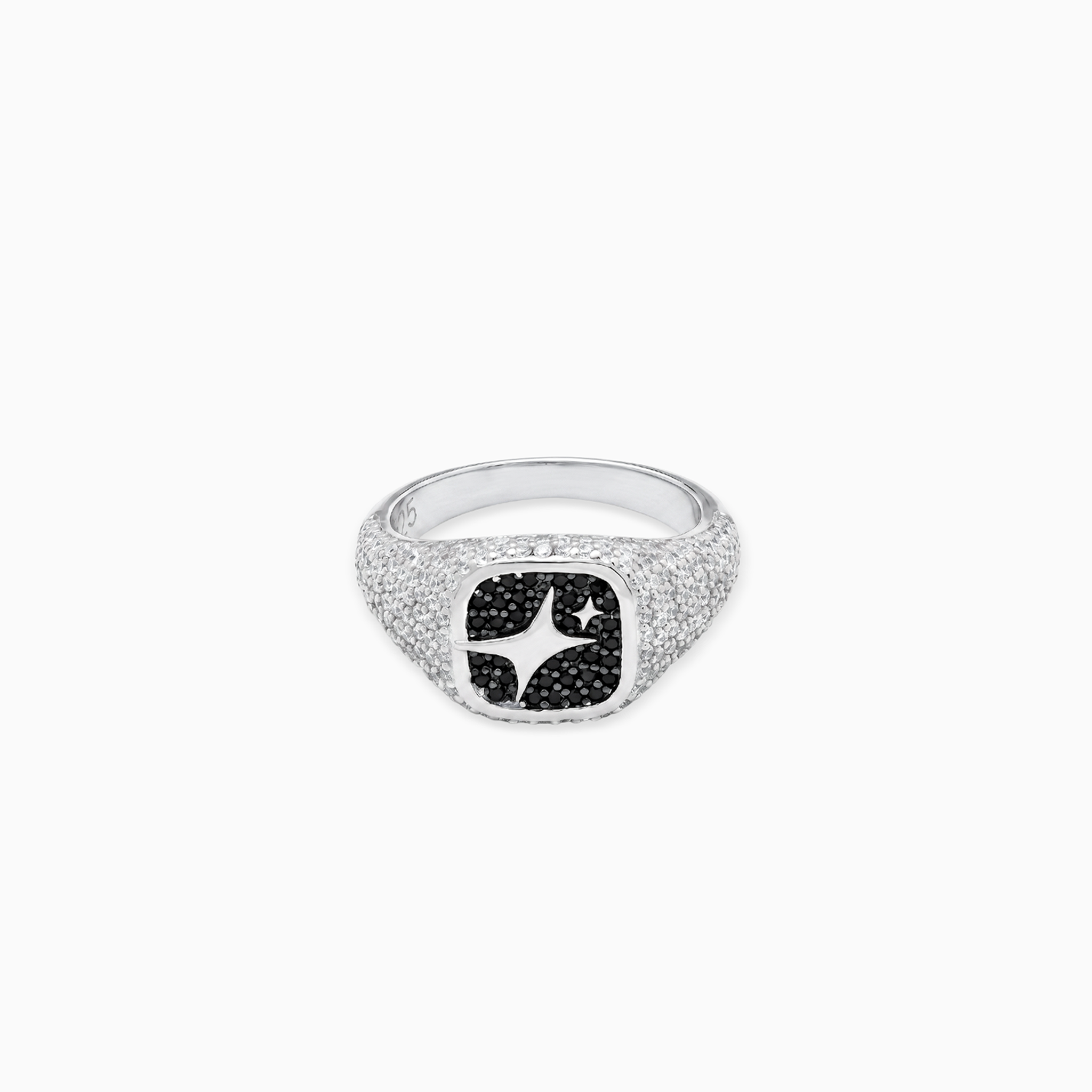 Iced Square signet ring argentée