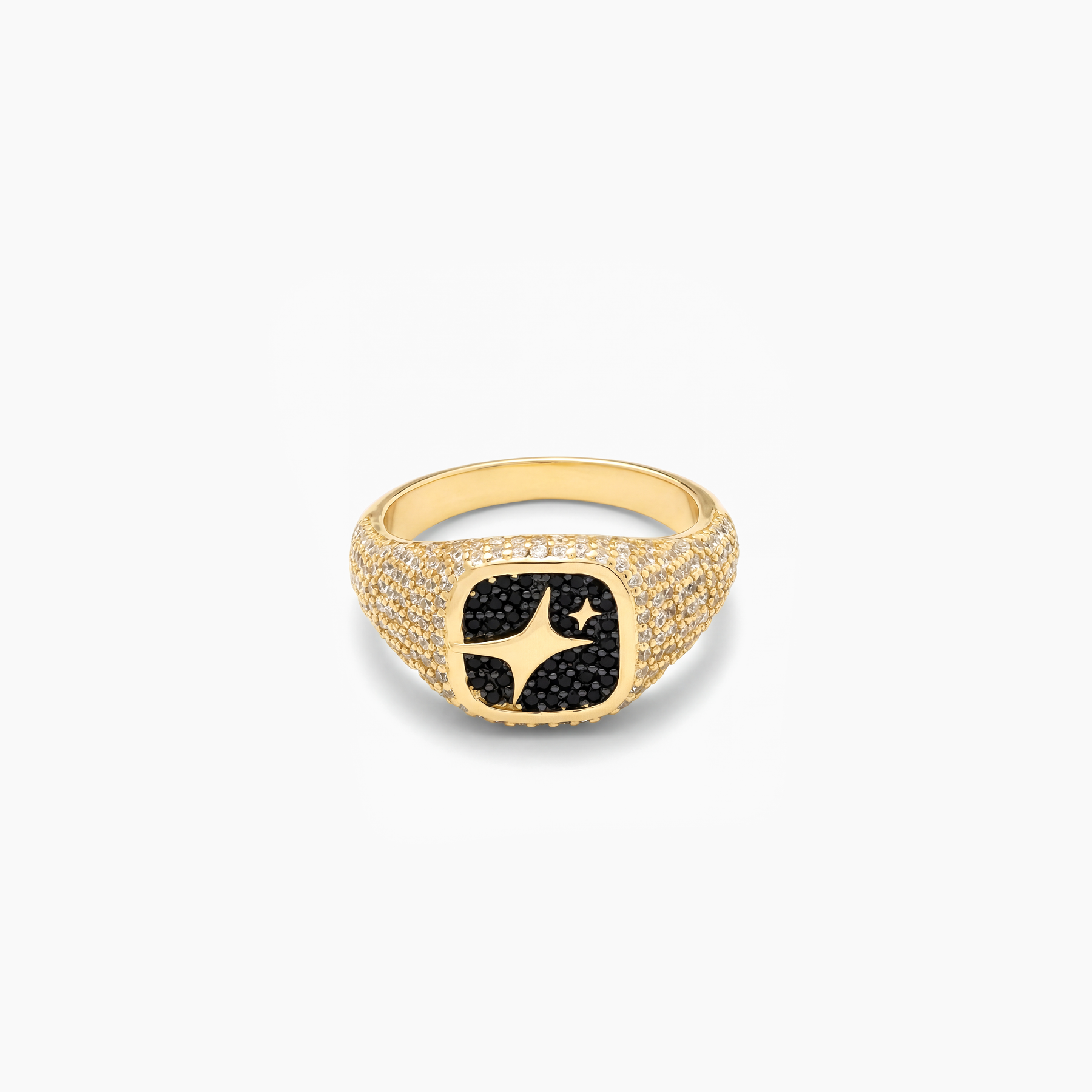 Iced Square signet ring dorée