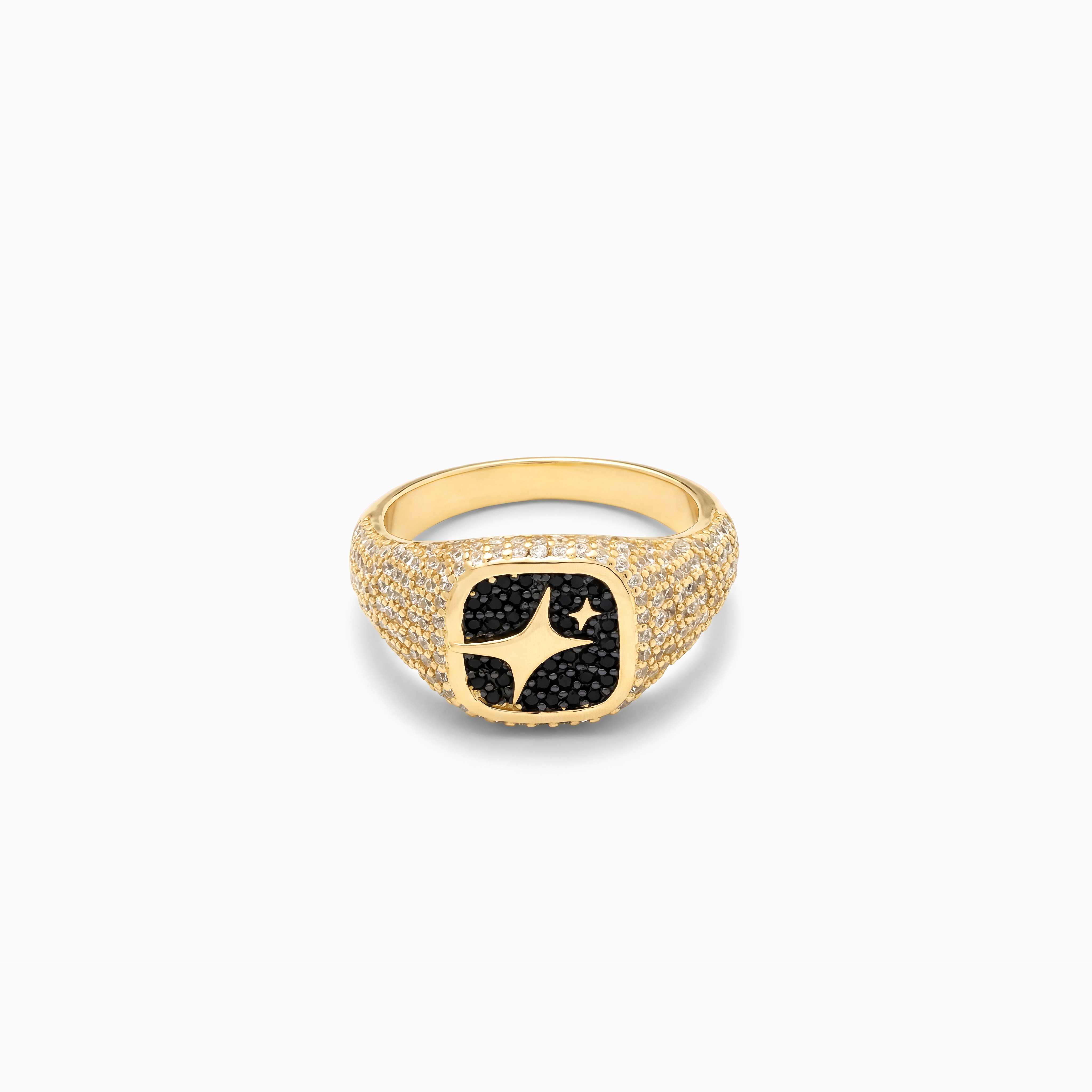 Iced Square signet ring dorée