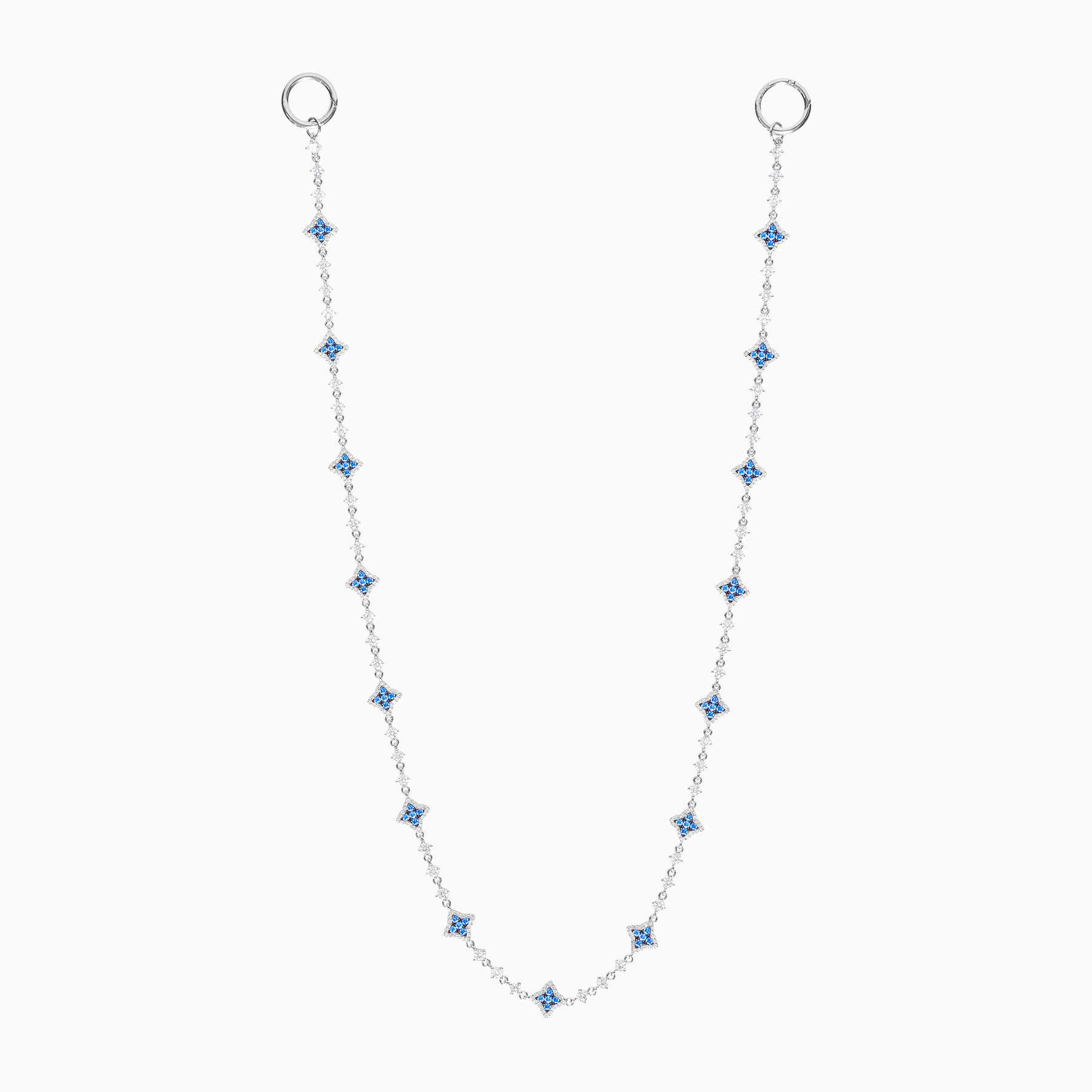 Wallet Chain Flower Tennis Argentée - Pierres Bleues