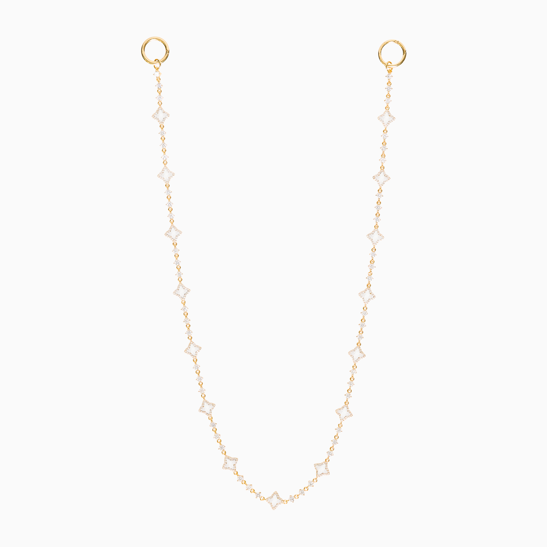 Wallet Chain Flower Tennis Dorée - Motif Blanc