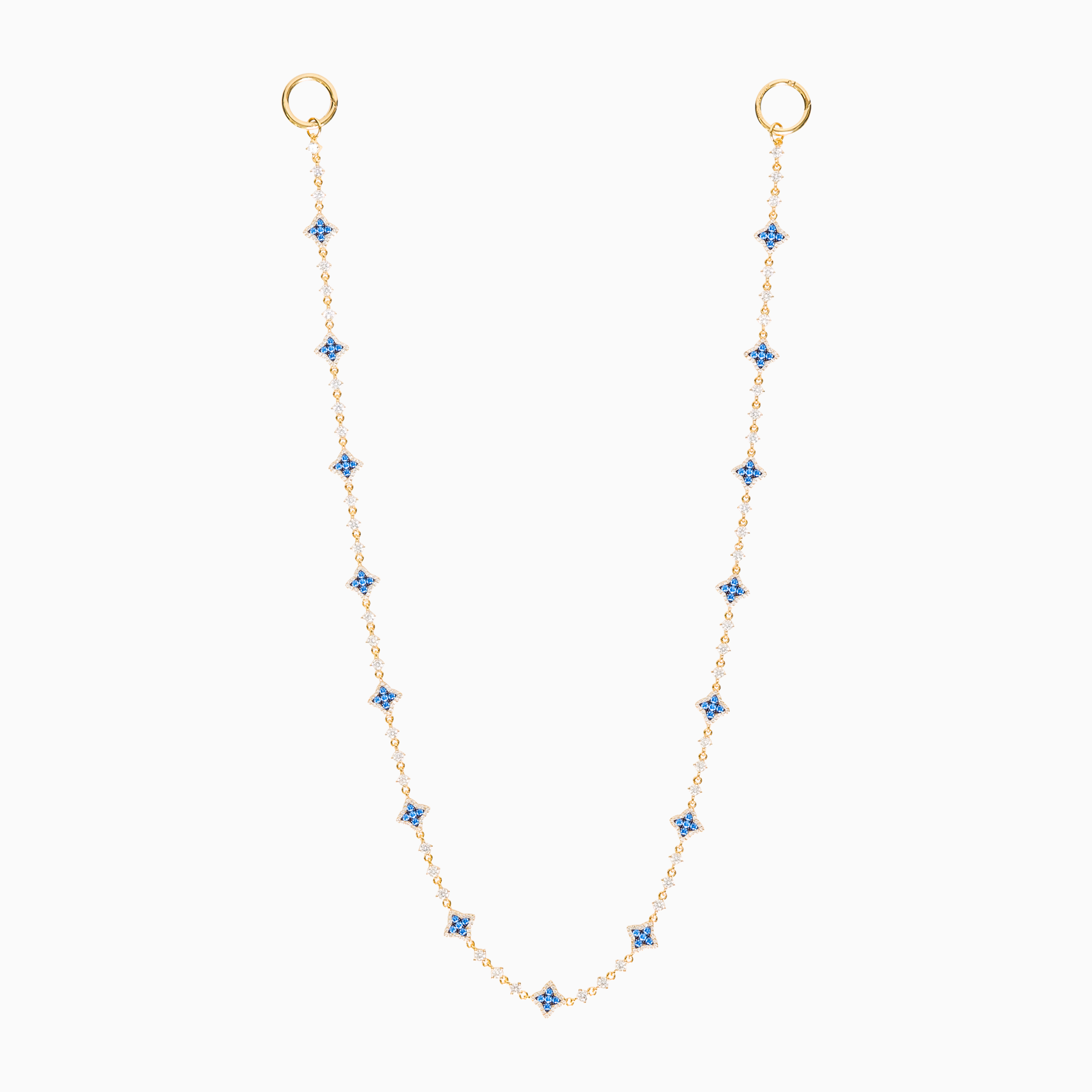 Wallet Chain Flower Tennis Dorée - Pierres Bleues