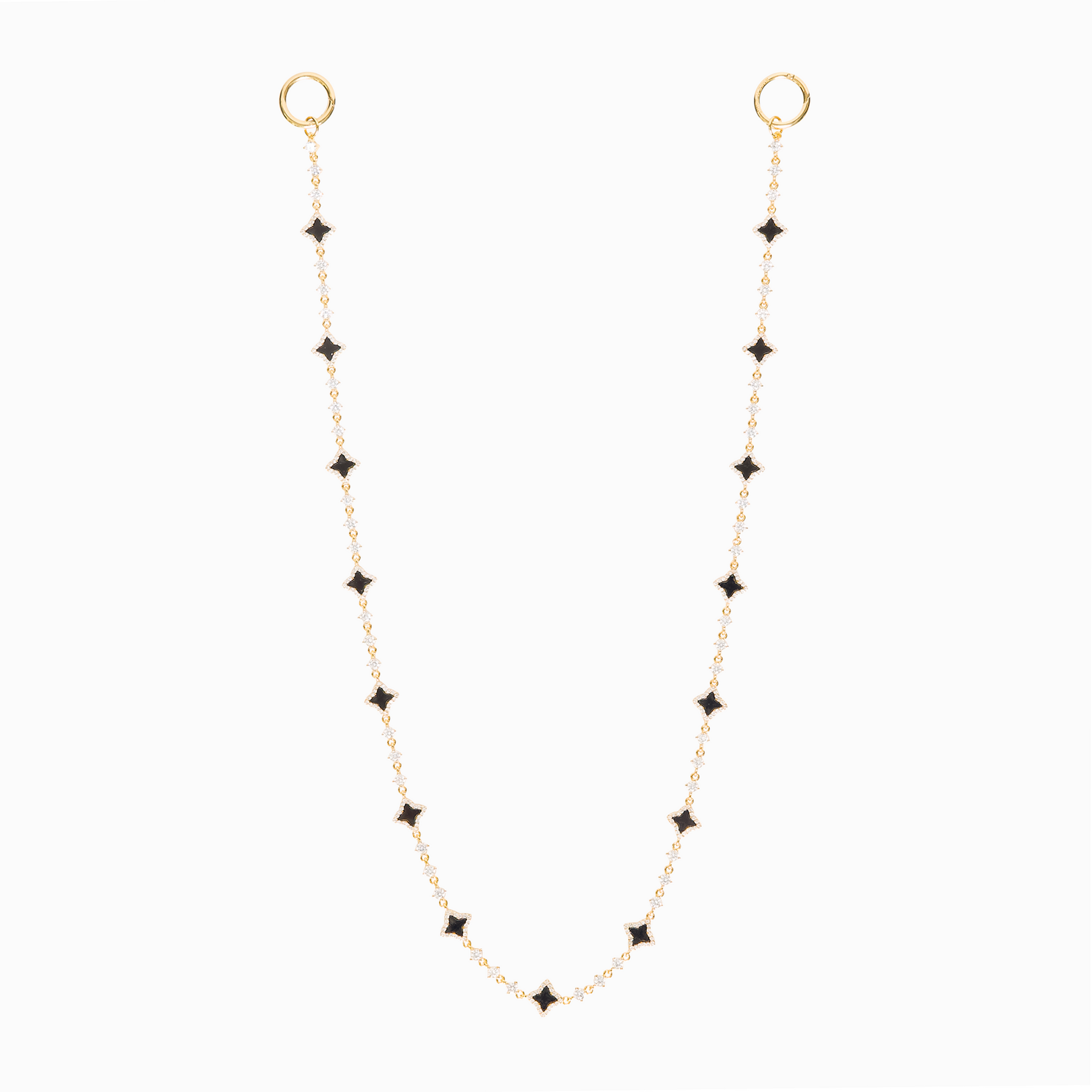 Wallet Chain Flower Tennis Dorée - Motif Noir