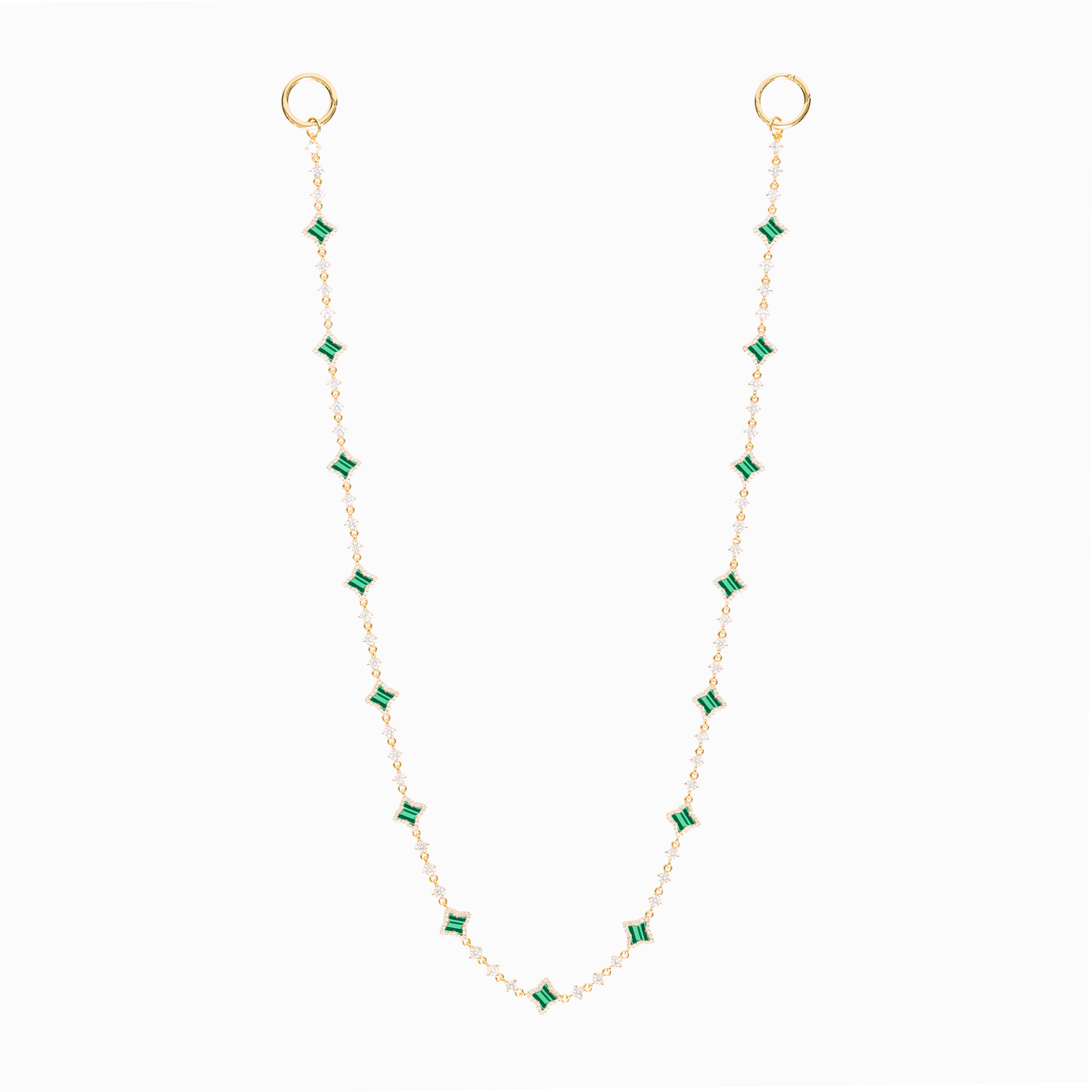 Wallet Chain Flower Tennis Dorée - Motif Vert
