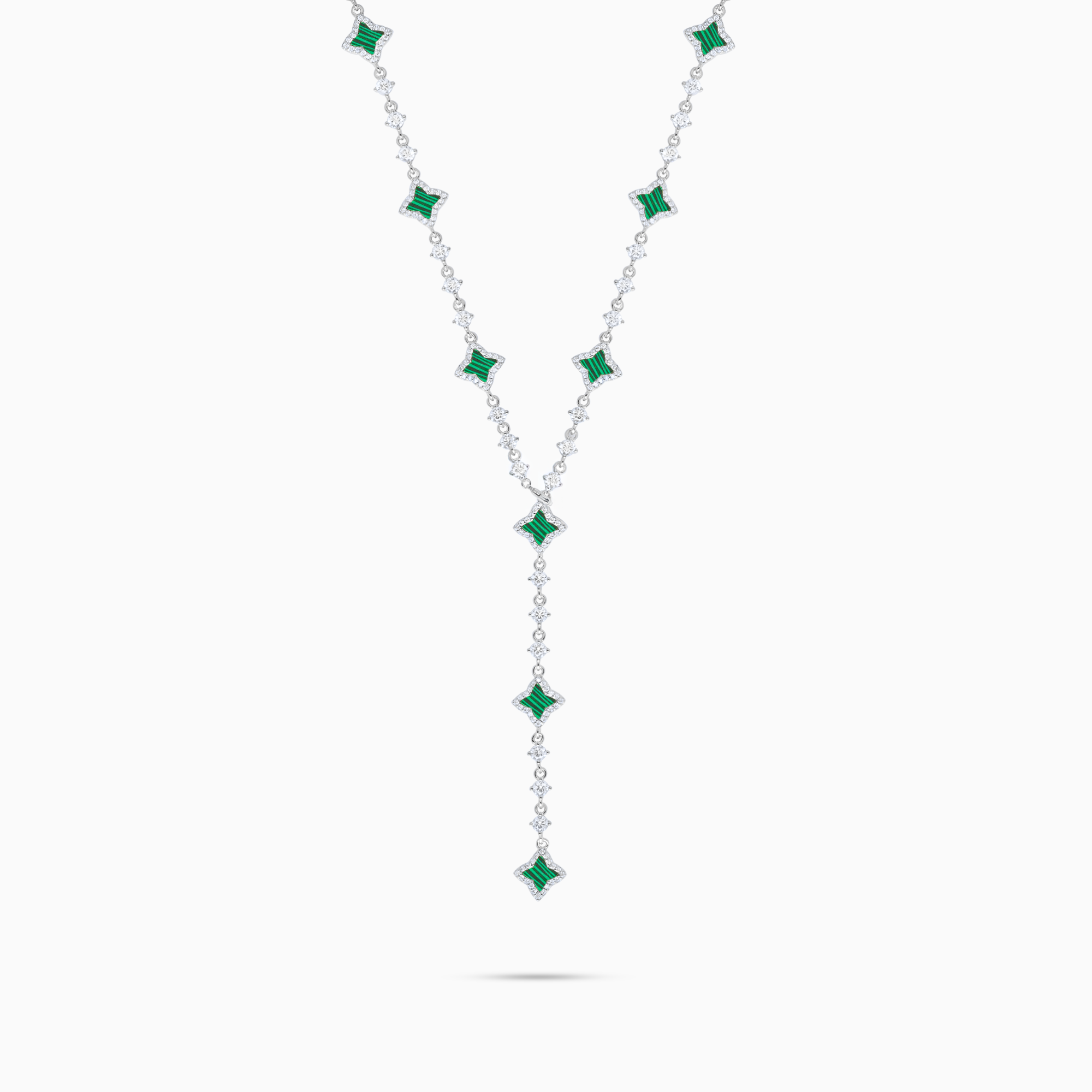 Lariat Flower Tennis Argenté - Motif Vert