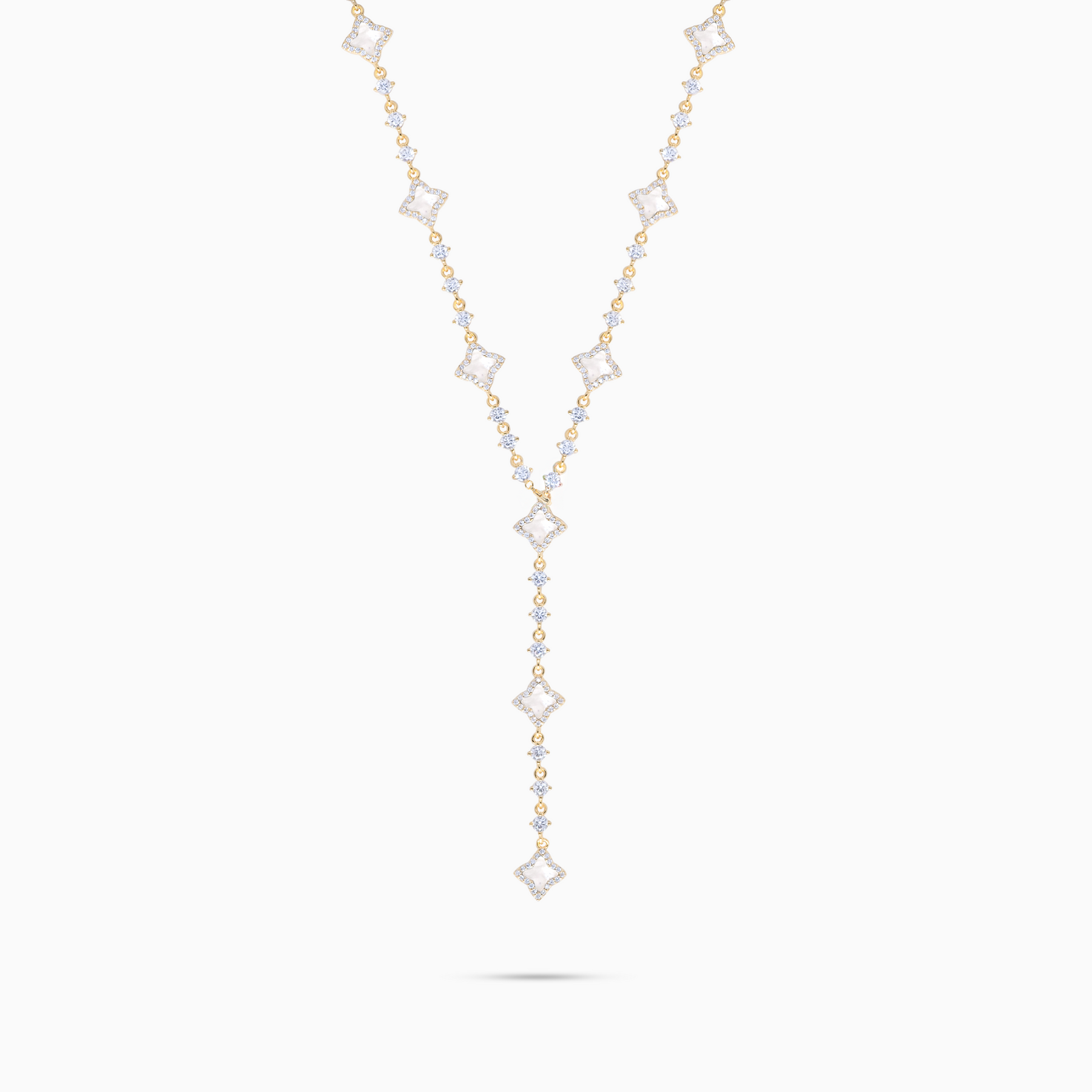 Lariat Flower Tennis Doré - Motif Blanc