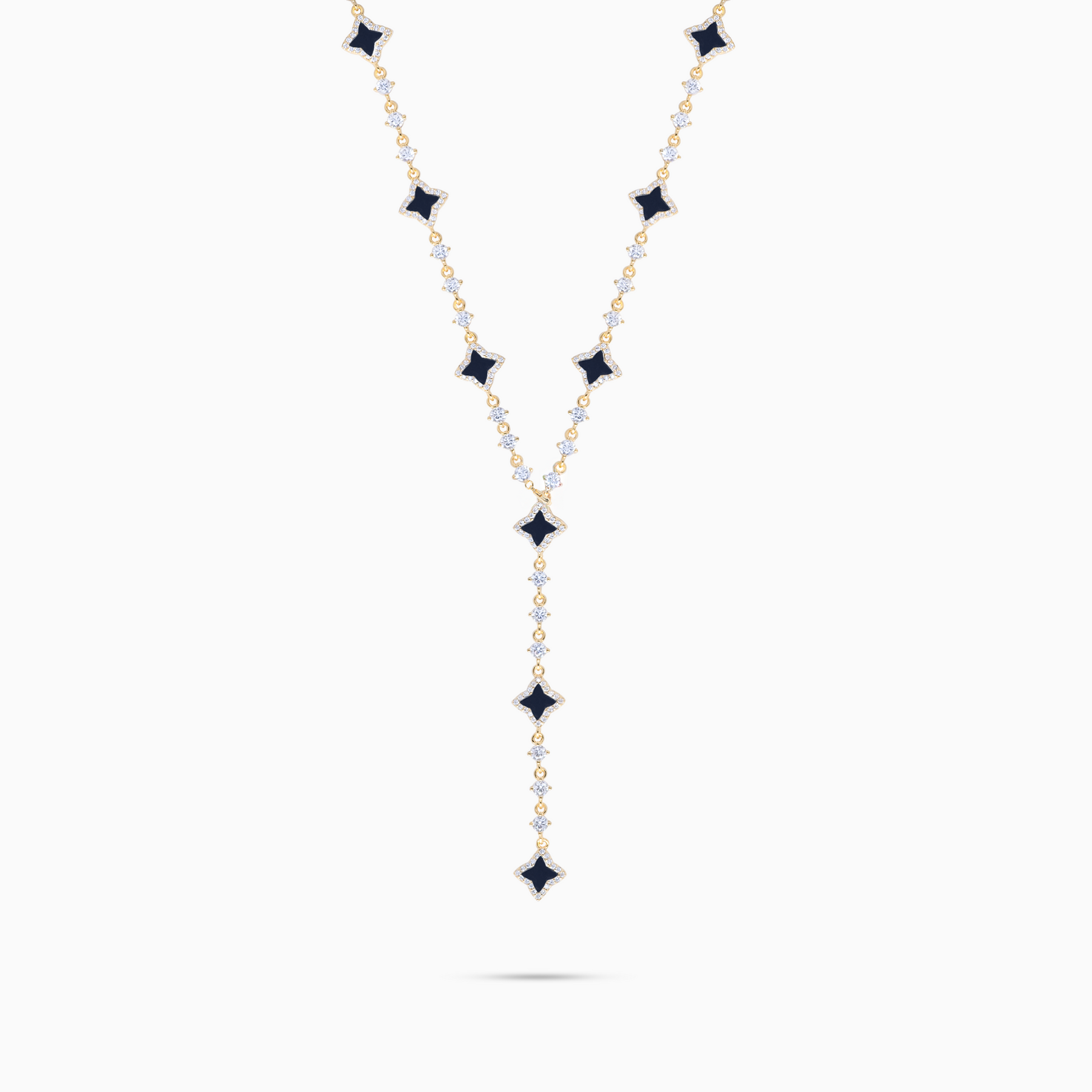 Lariat Flower Tennis Doré - Motif Noir