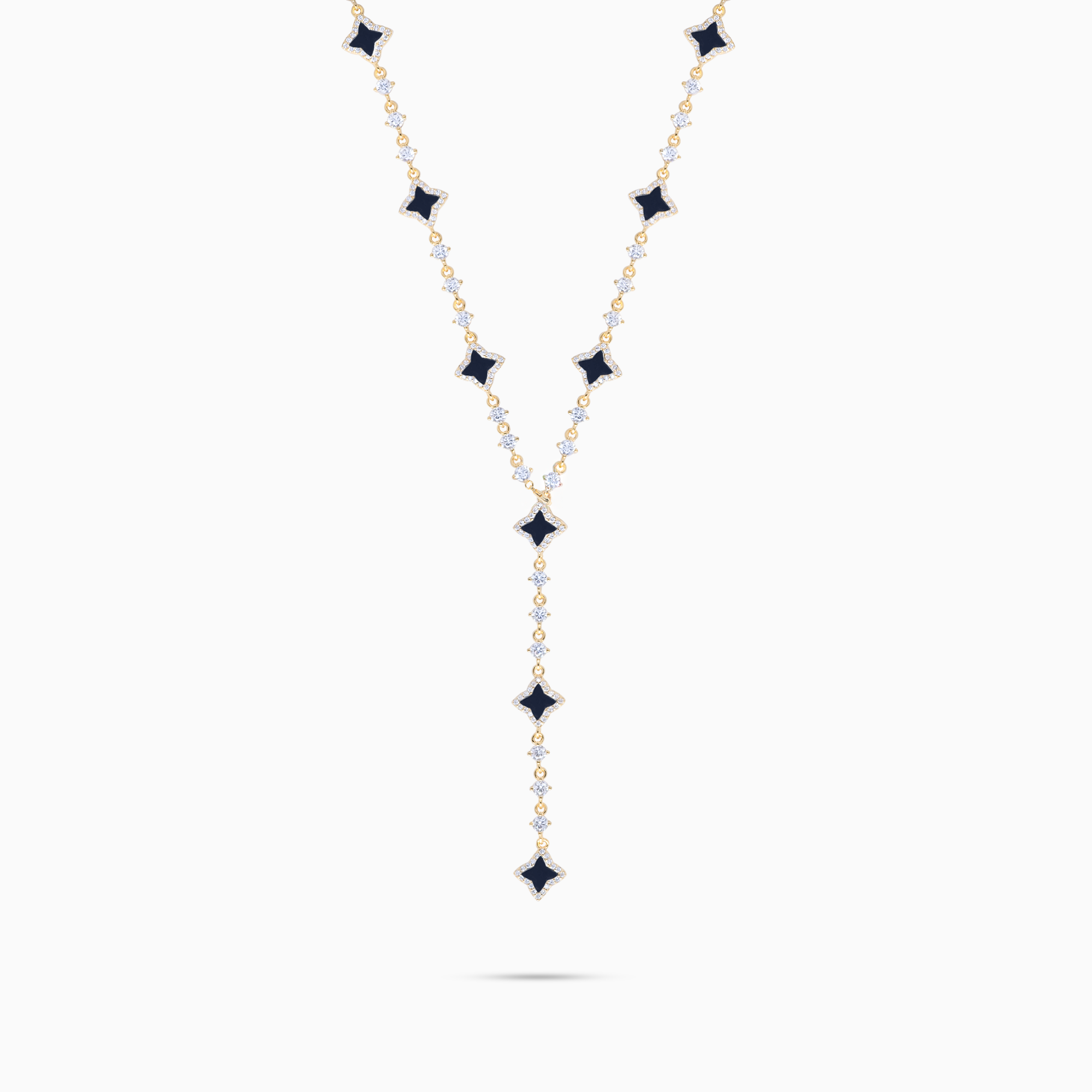 Lariat Flower Tennis Doré - Motif Noir