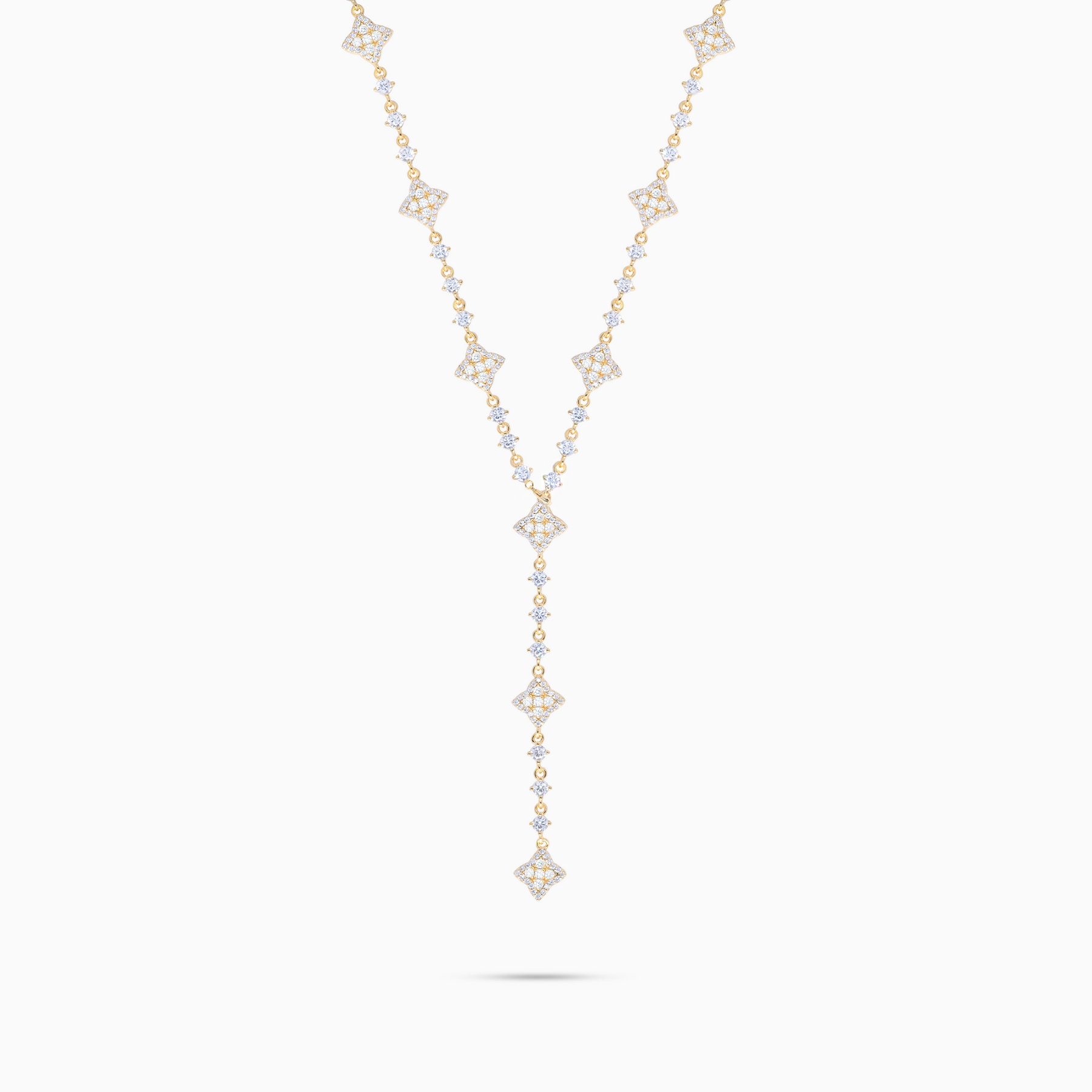 Lariat Flower Tennis Doré - Pierres Blanches