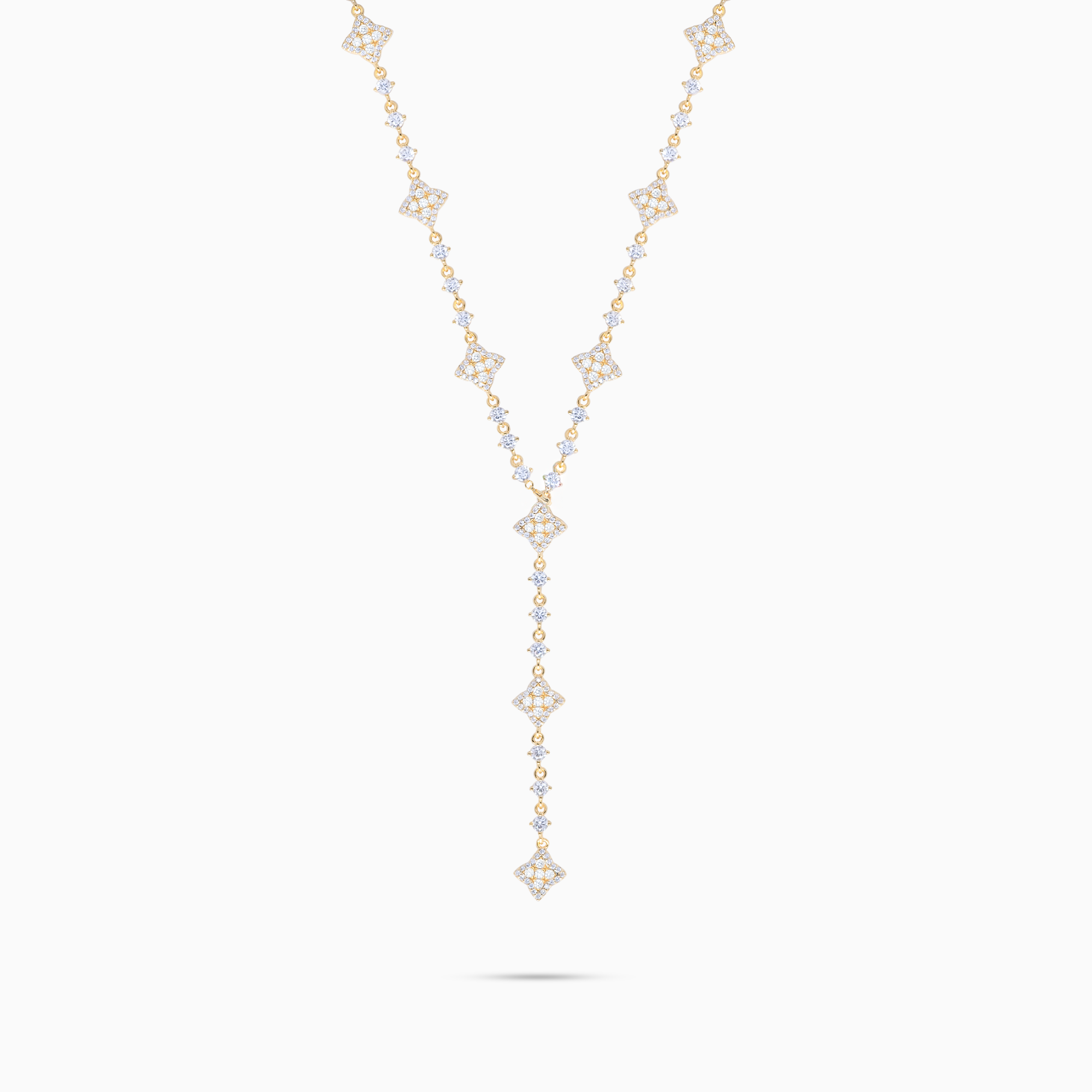 Lariat Flower Tennis Doré - Pierres Blanches
