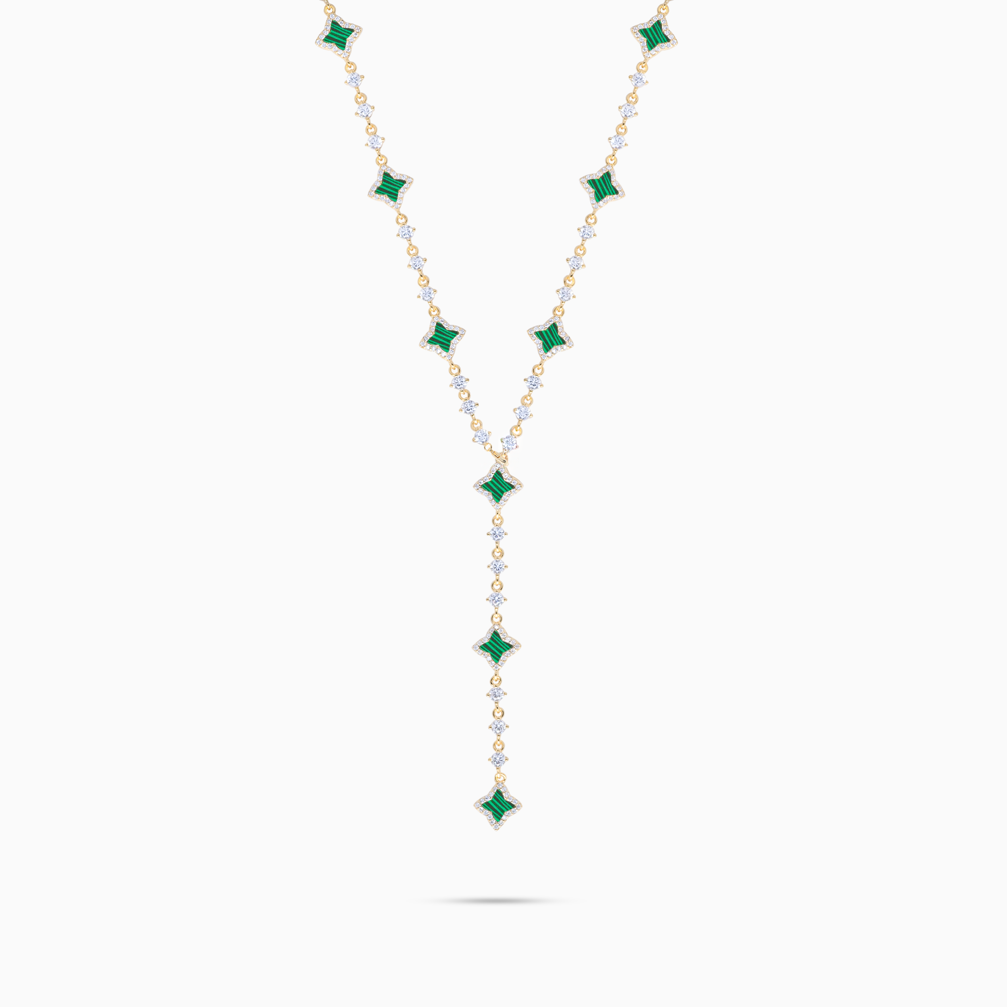 Lariat Flower Tennis Doré - Motif Vert