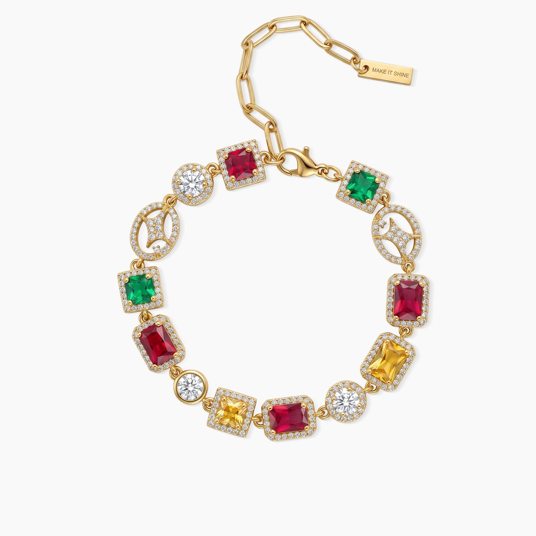 Bracelet Multi Gemstone 8 mm Doré