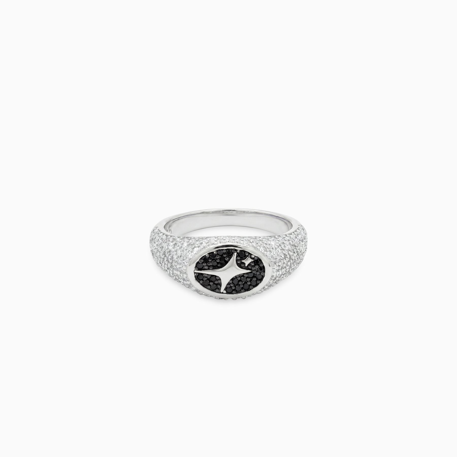 Iced Oval signet ring argentée