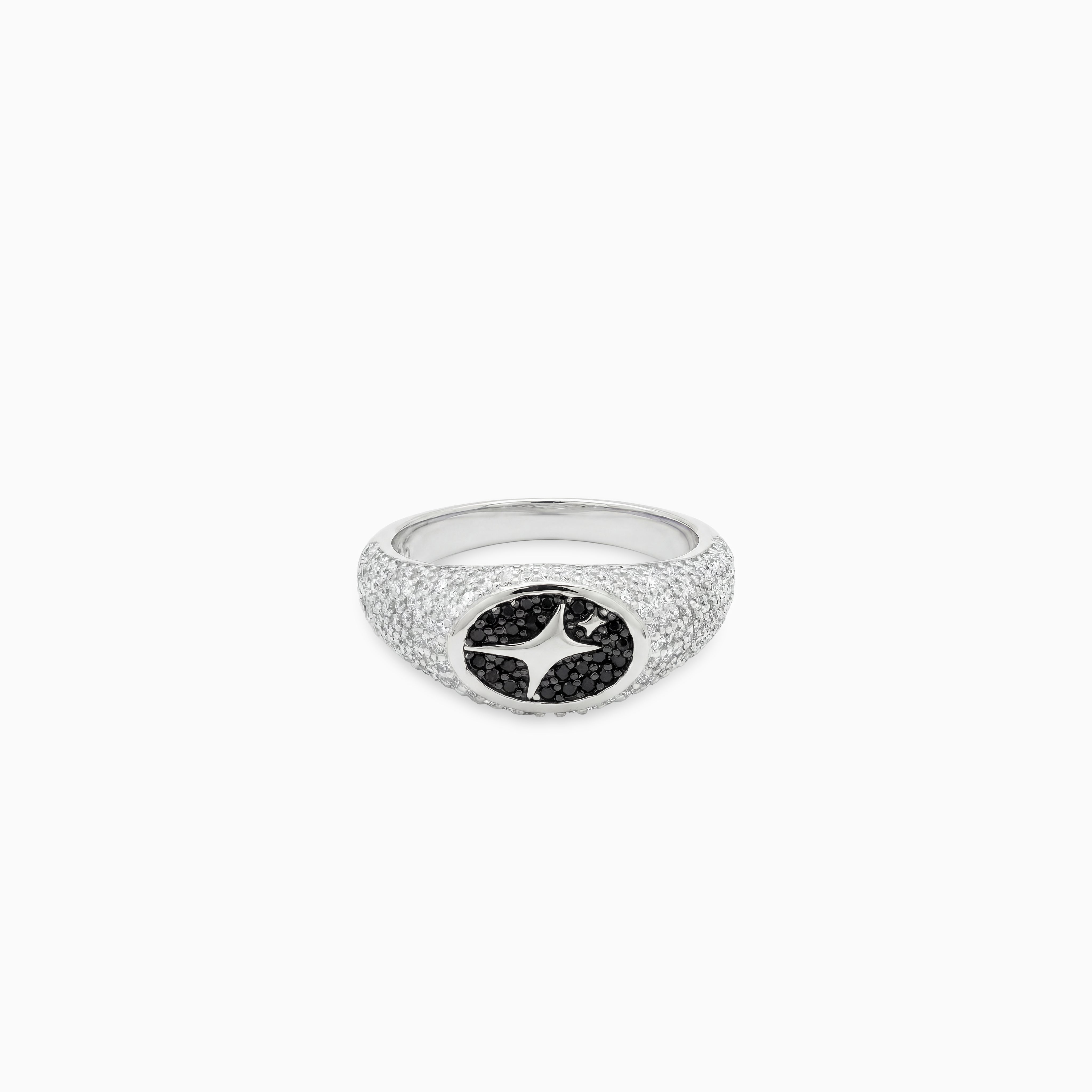 Iced Oval signet ring argentée