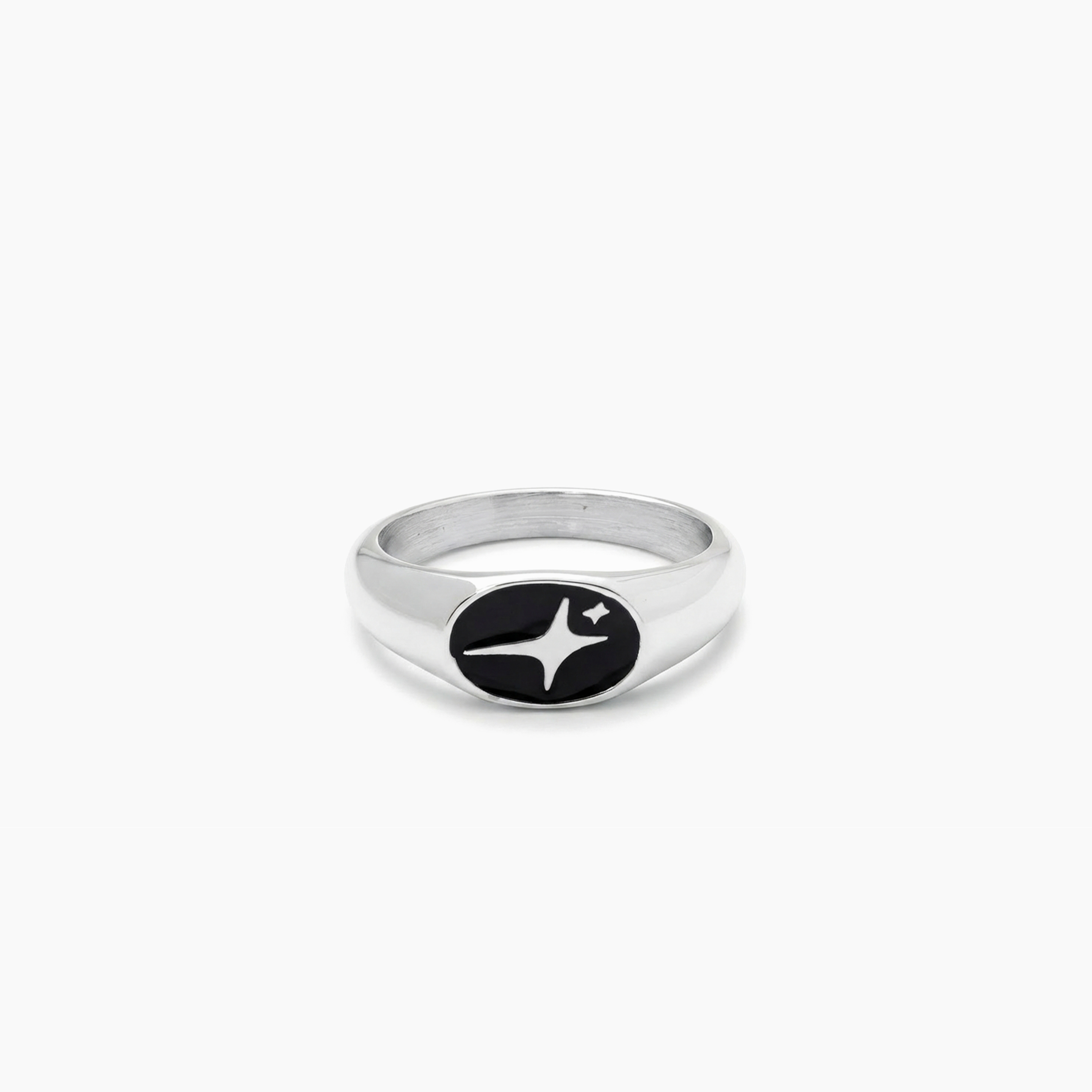 Signature Oval signet ring argentée