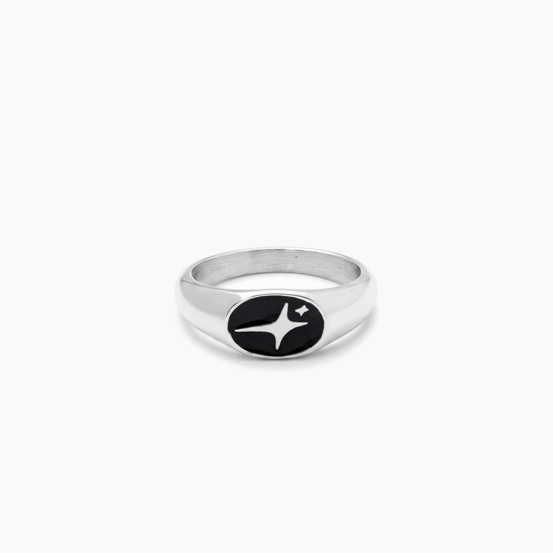 Signature Oval signet ring argentée