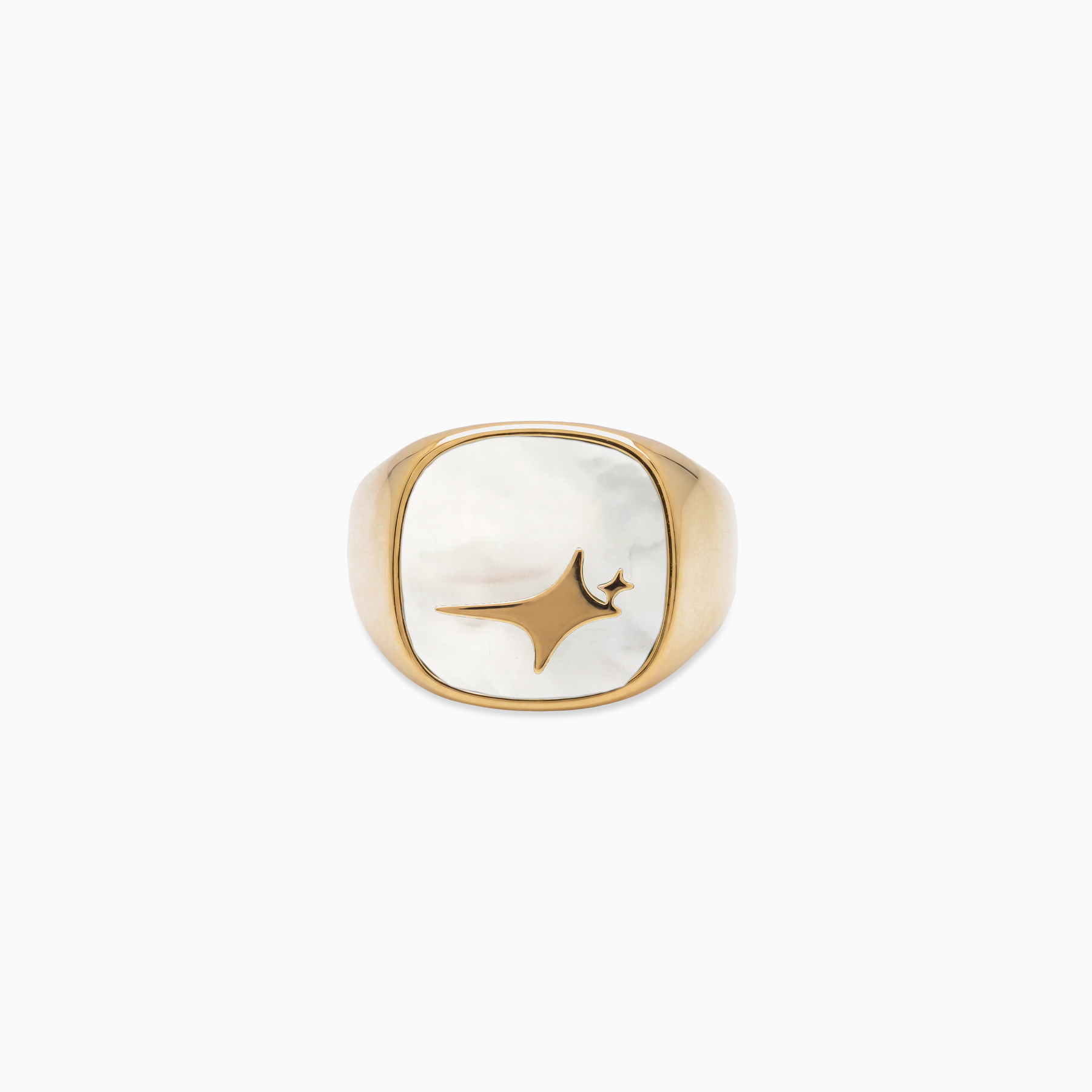 Raw Ring Doré - Motif Blanc