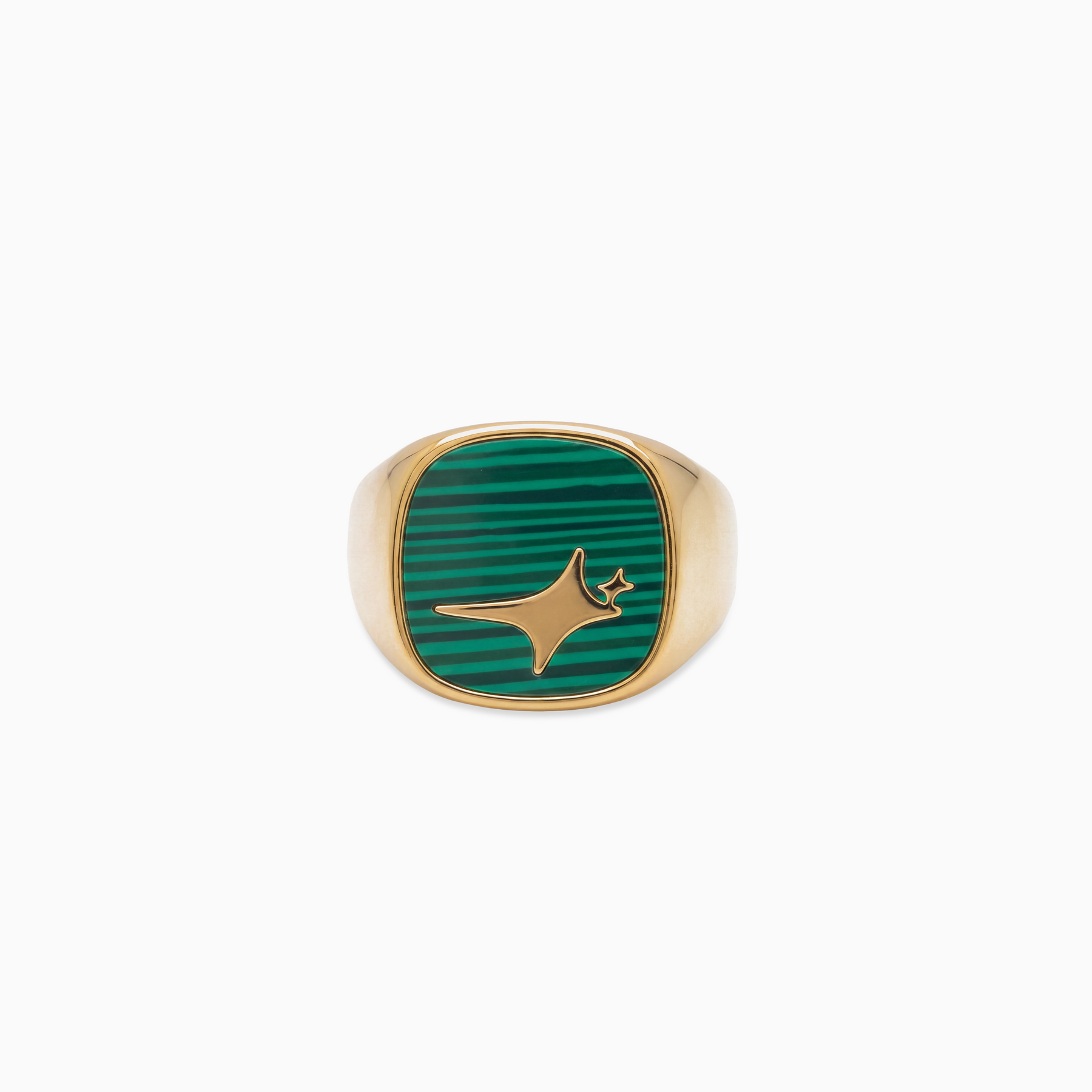 Raw Ring Doré - Motif Vert