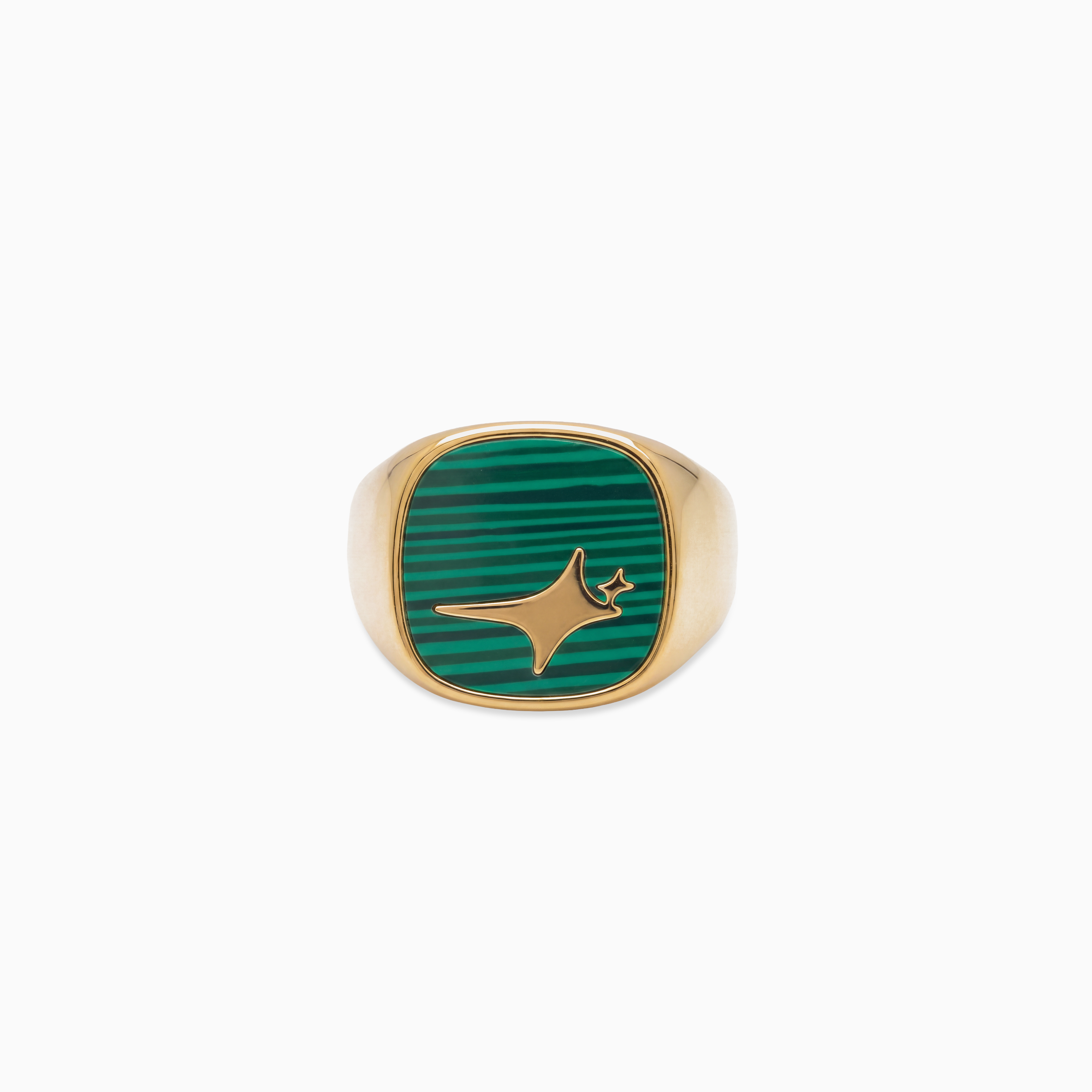 Raw Ring Doré - Motif Vert
