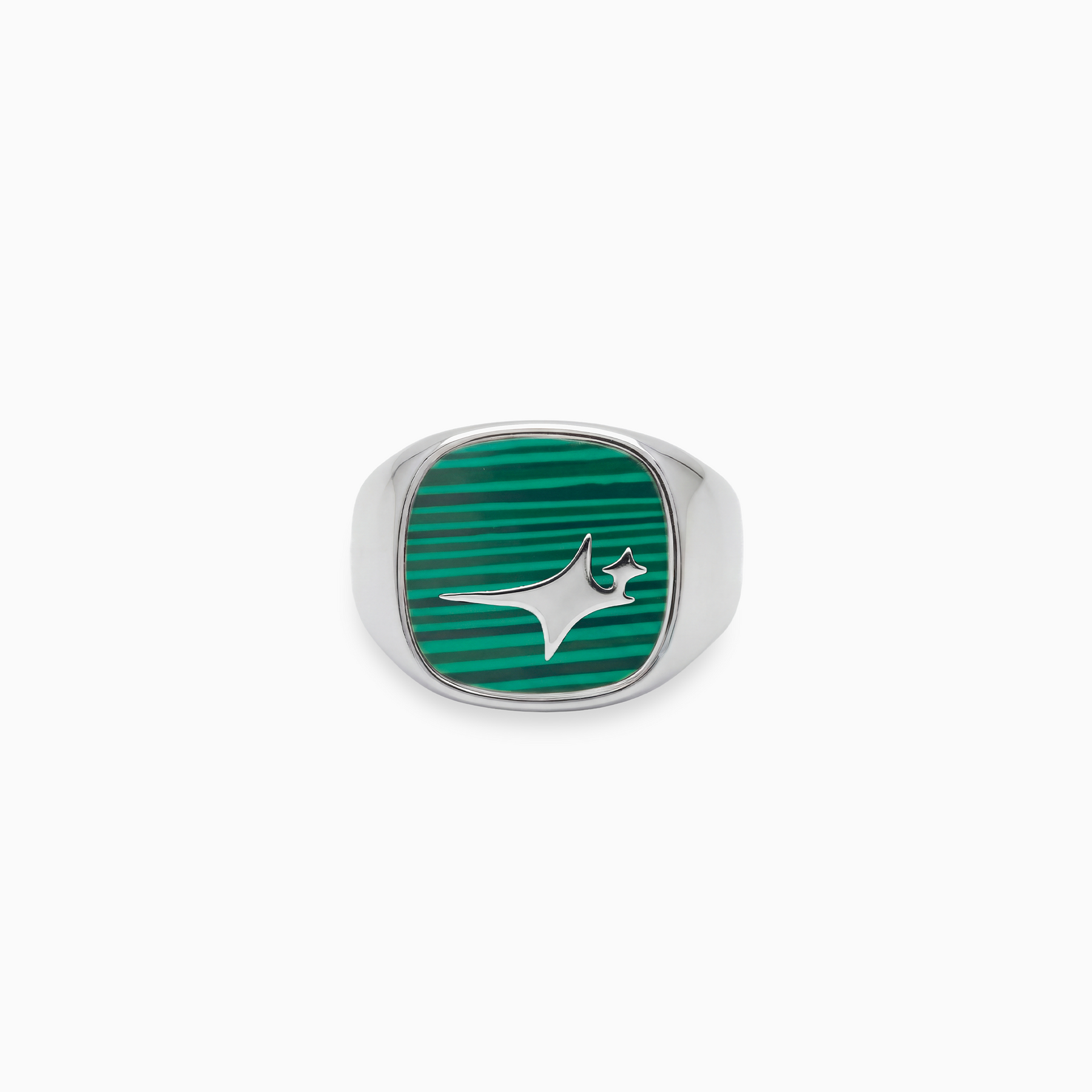 Raw Ring Argentée - Motif Vert