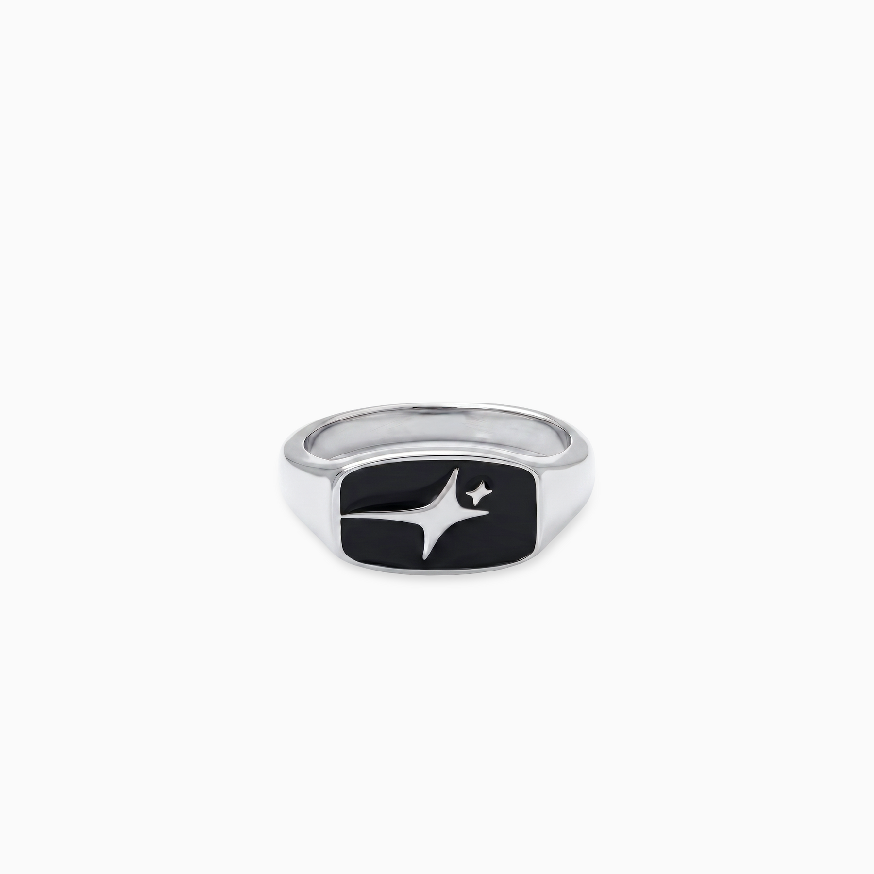 Signature Rectangle signet ring argentée