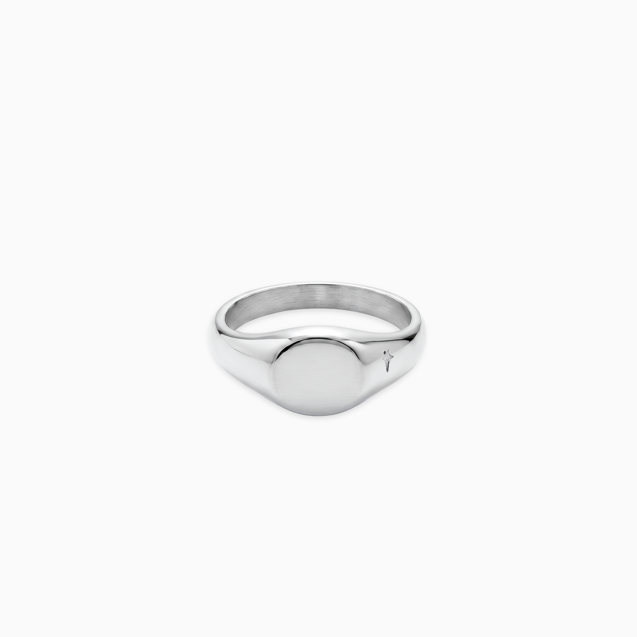Round signet ring argentée