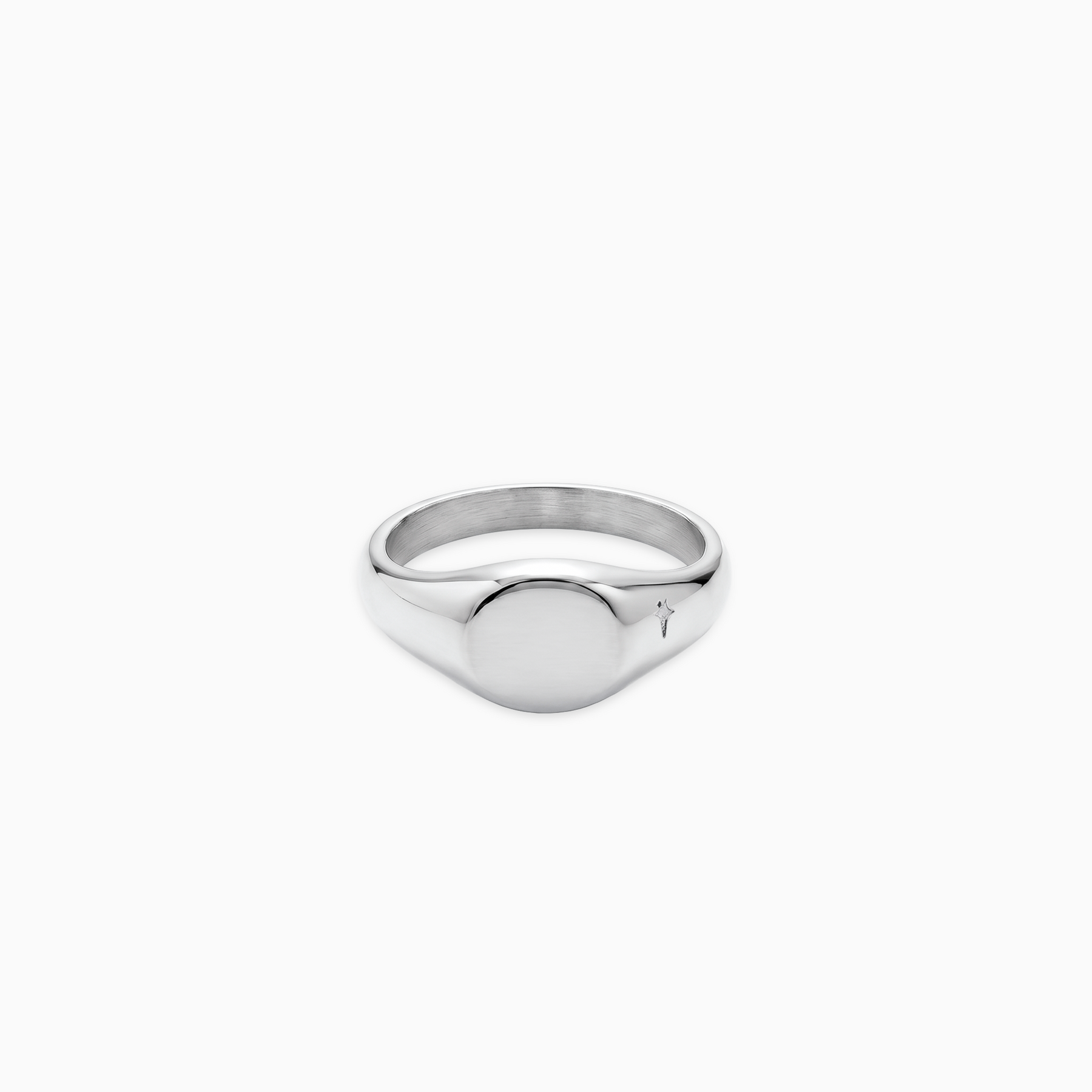 Round signet ring argentée