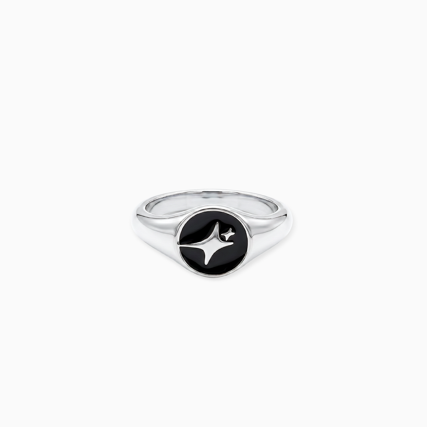 Signature Round signet ring argentée