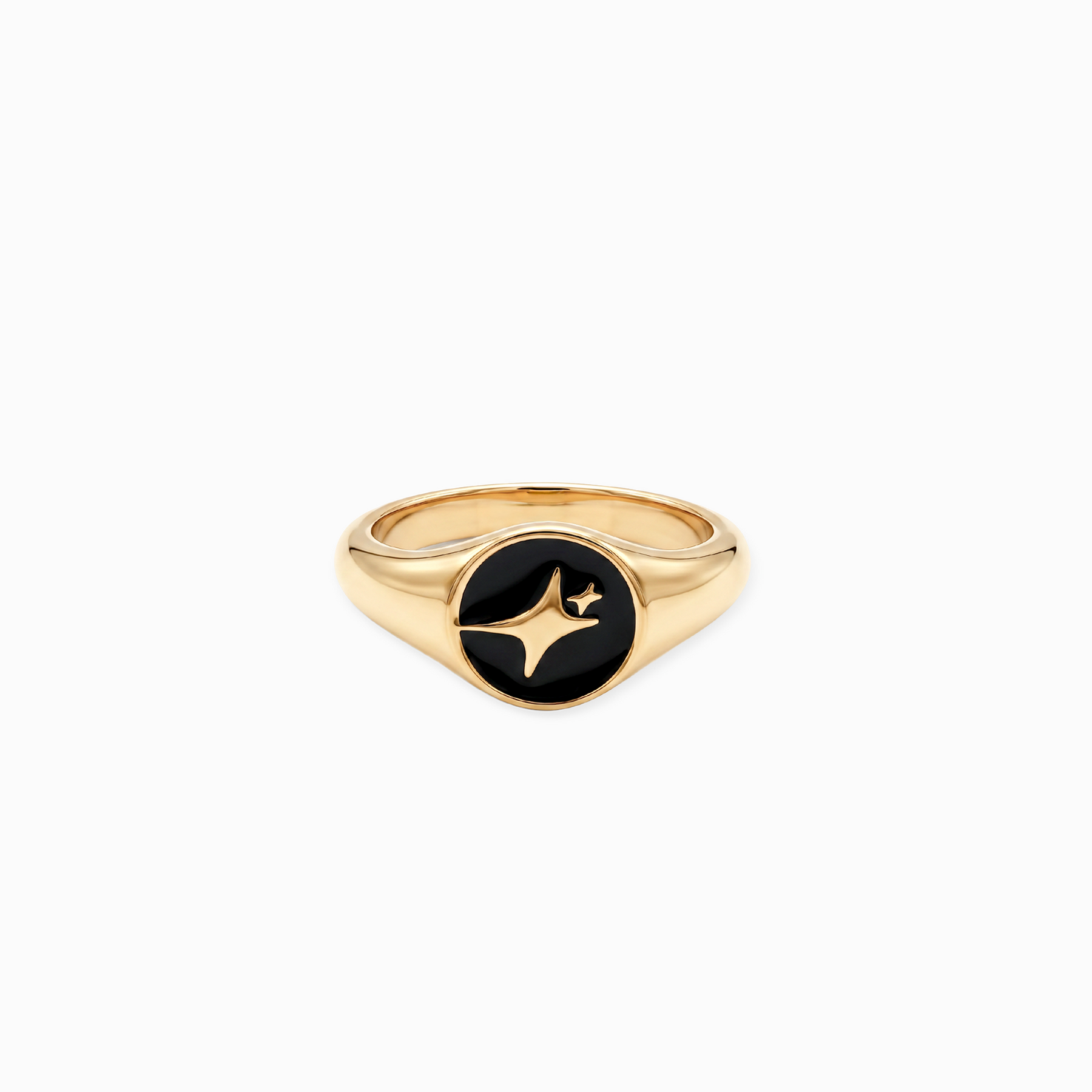 Signature Round signet ring dorée
