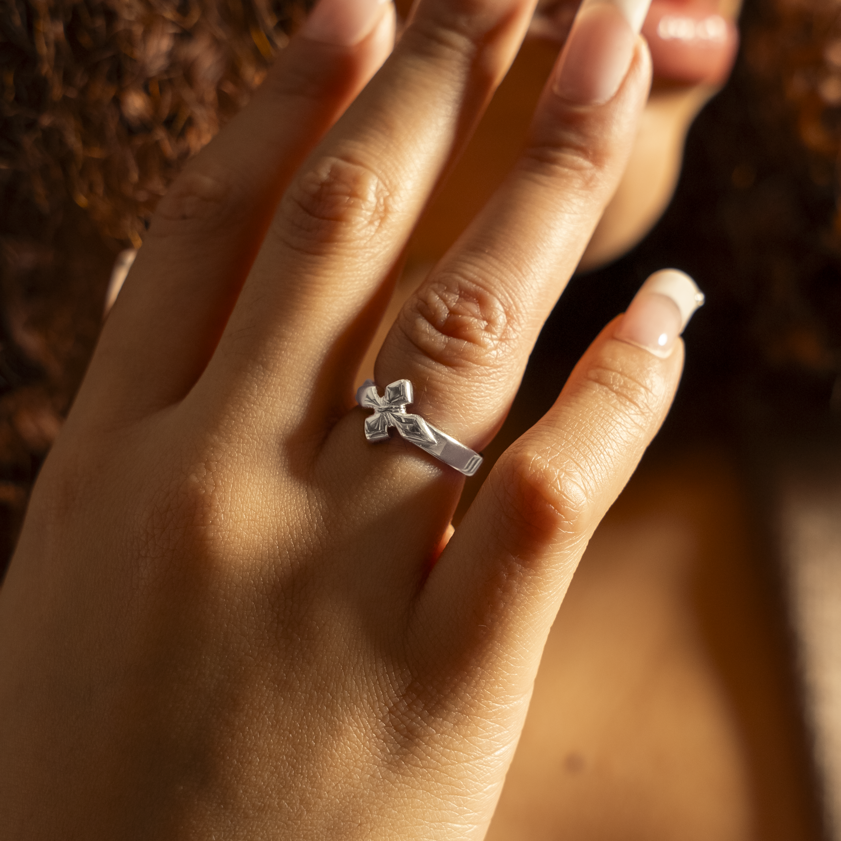 Crossed star ring- Argenté