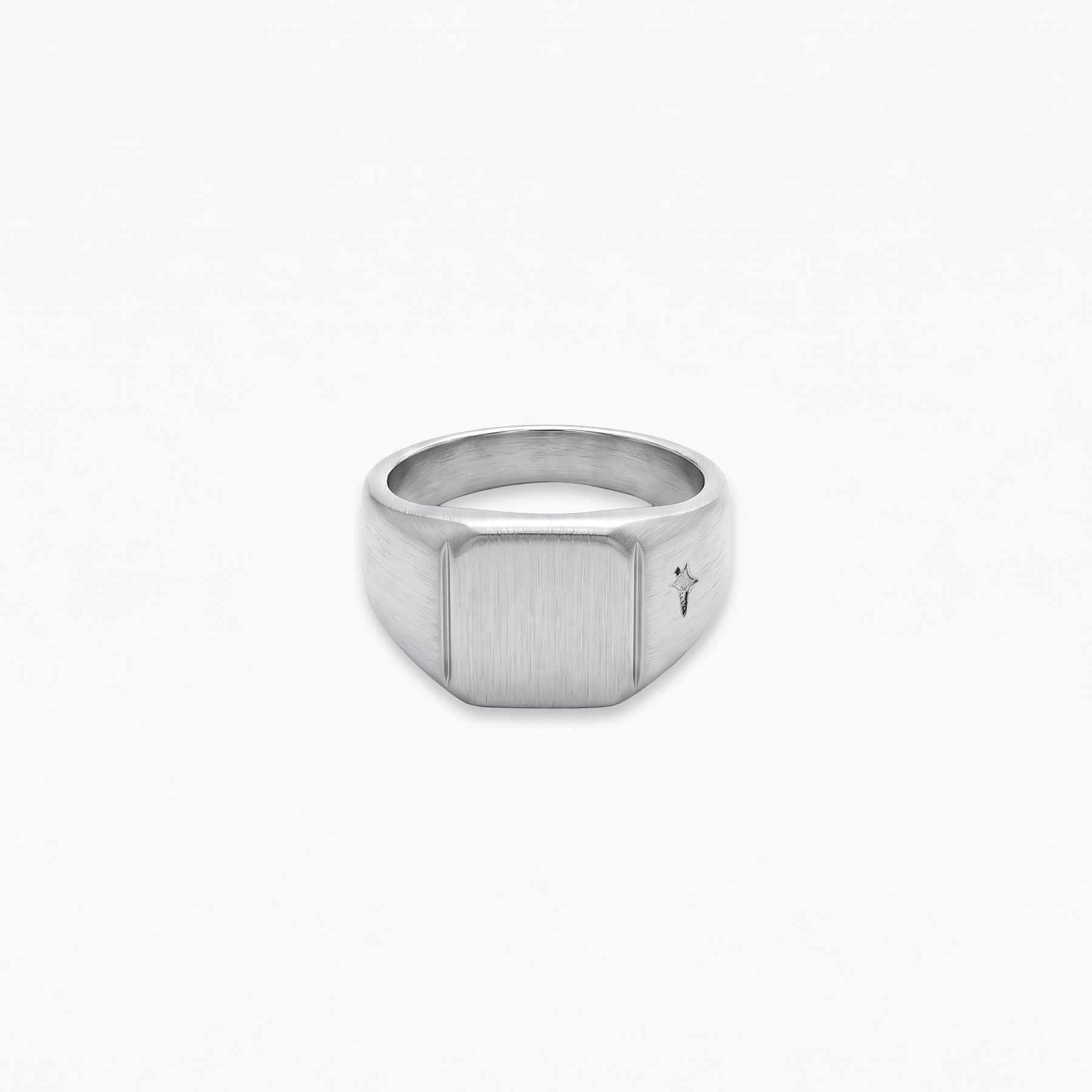 Square signet ring argentée