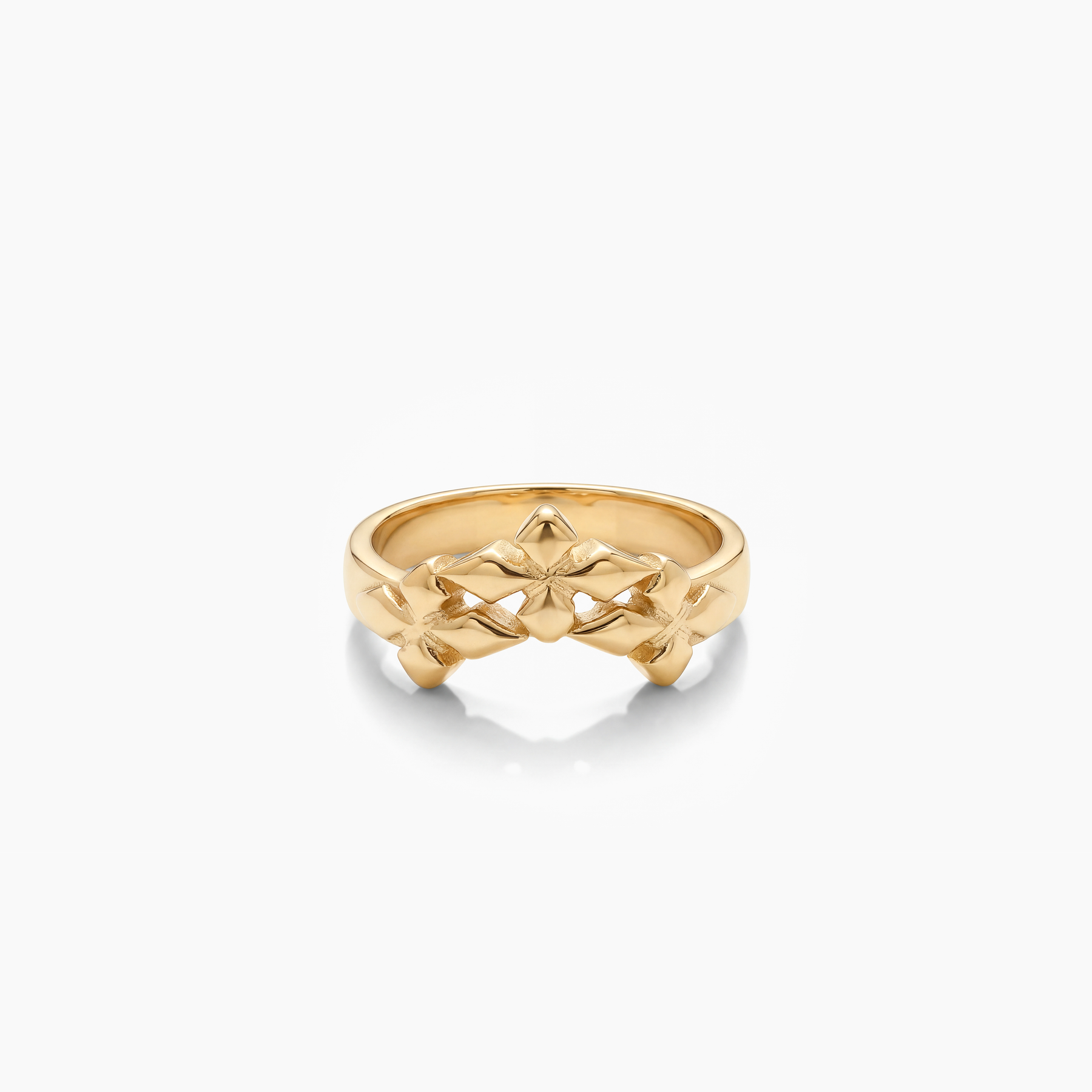 Triple crossed star ring - Doré