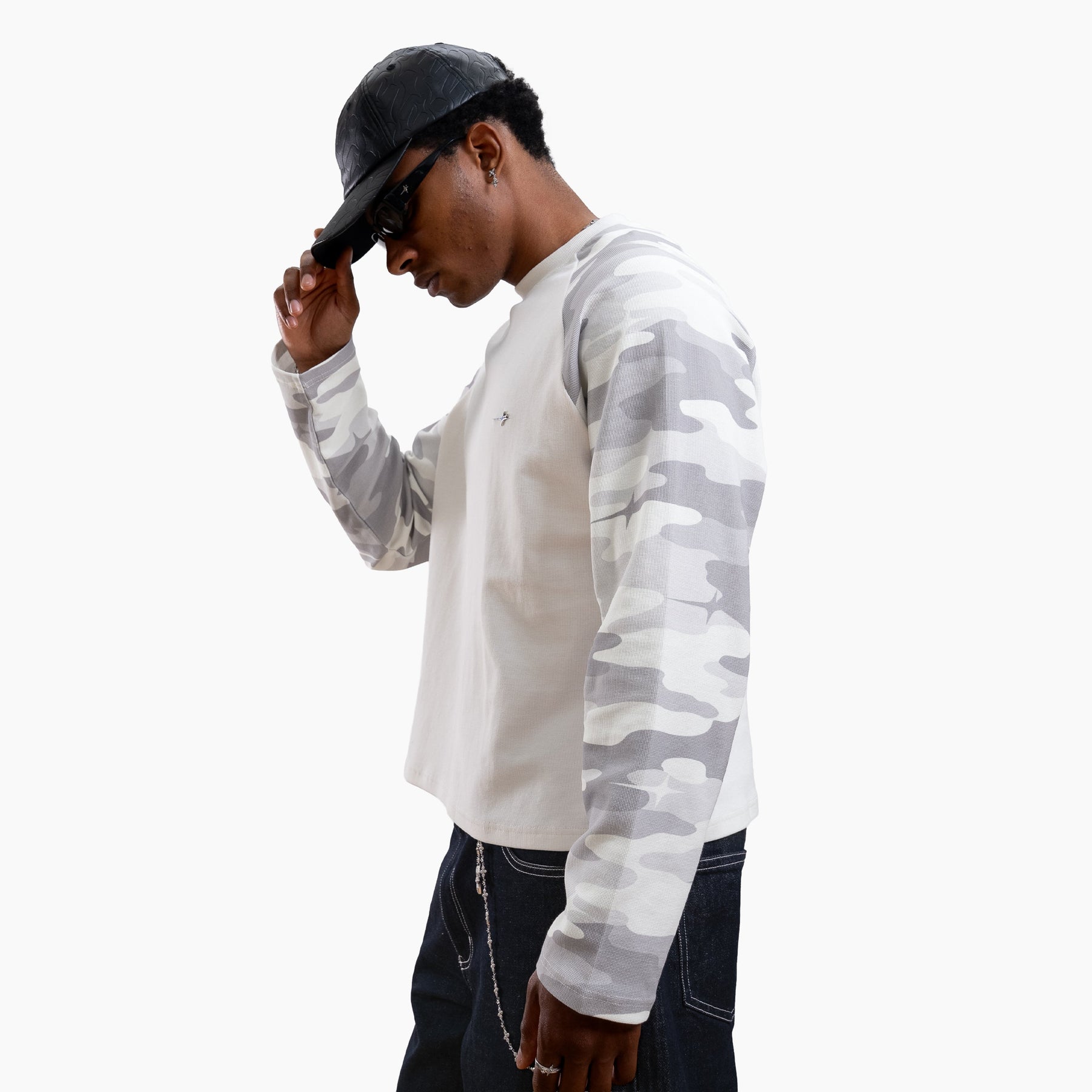 Camo waffle long sleeve - Gris